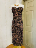 Mesh animal printed bow tube dress