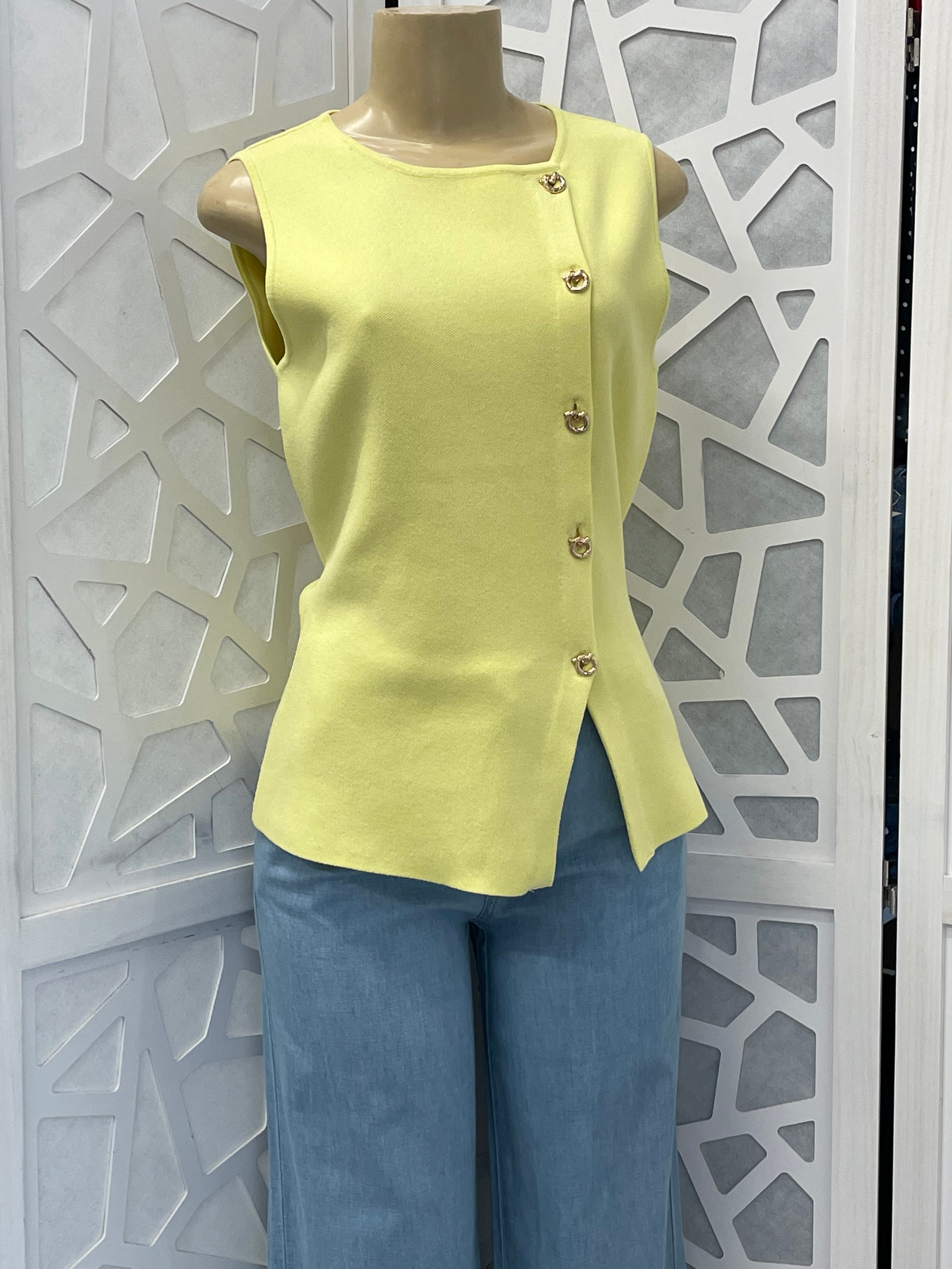 Yellow button detail sweater top