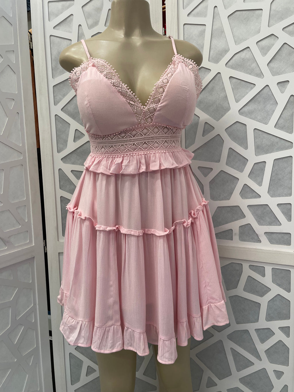 Spaghetti smock flare tiered dress