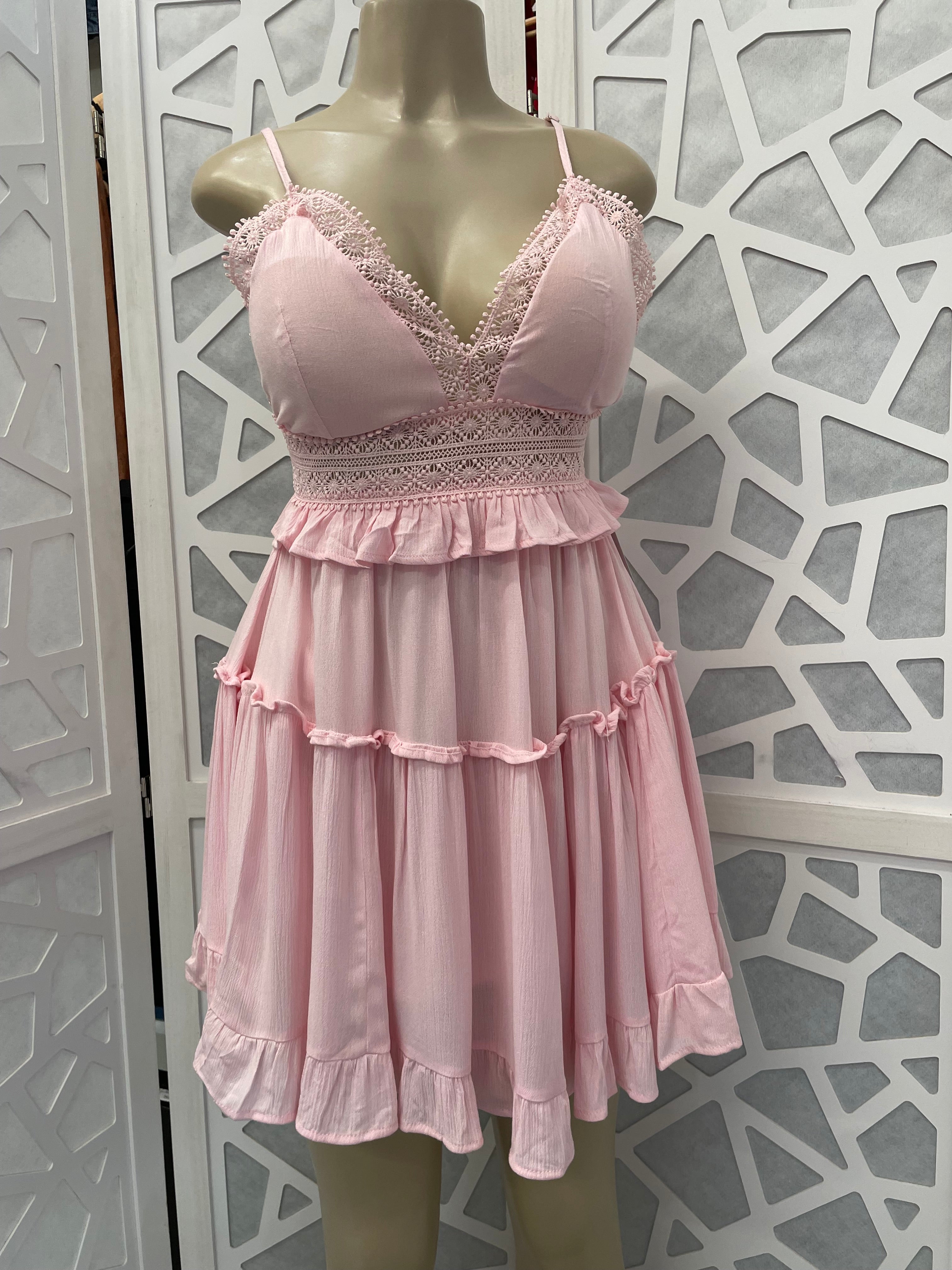 Spaghetti smock flare tiered dress