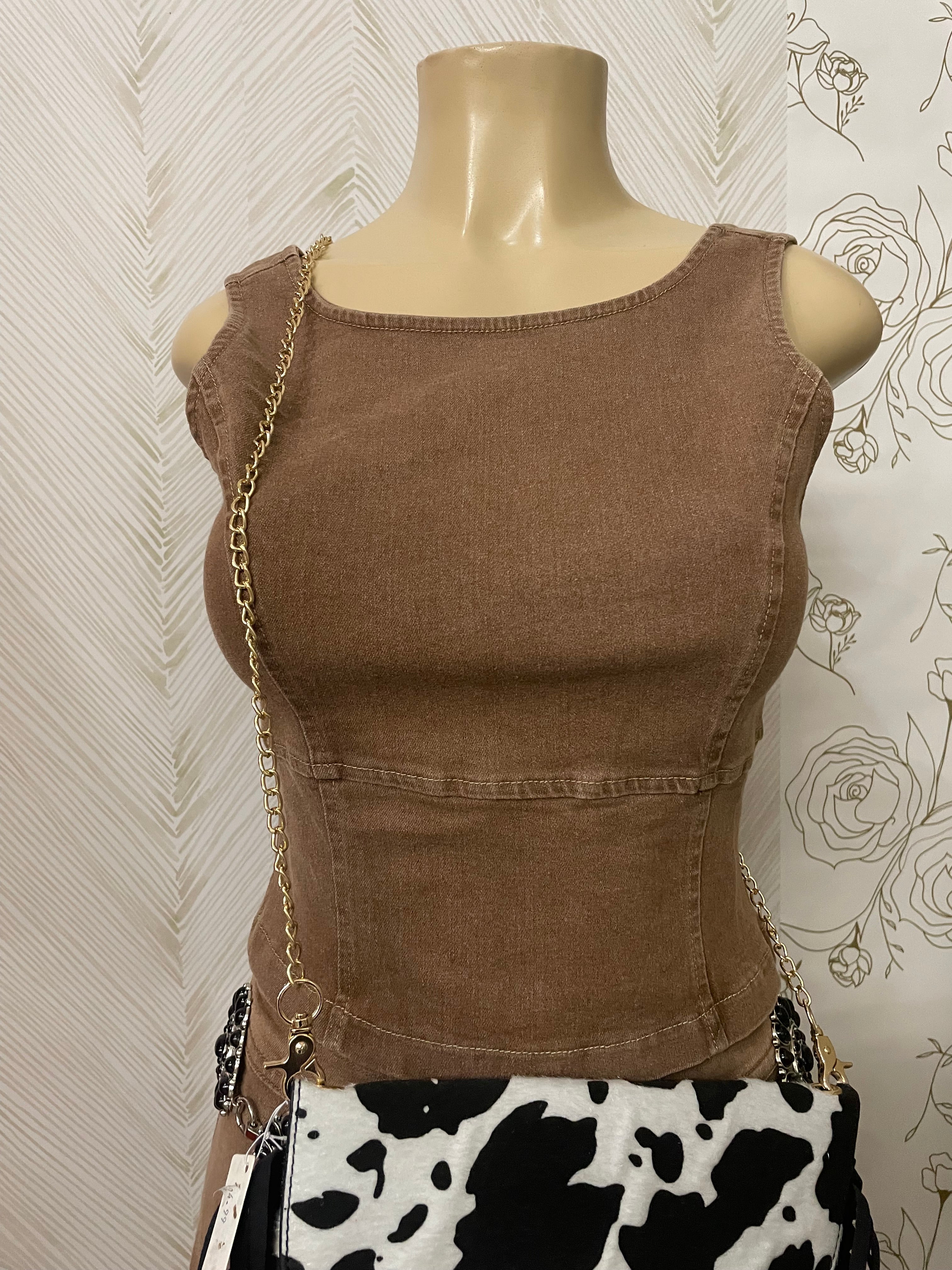 Denim tank corset