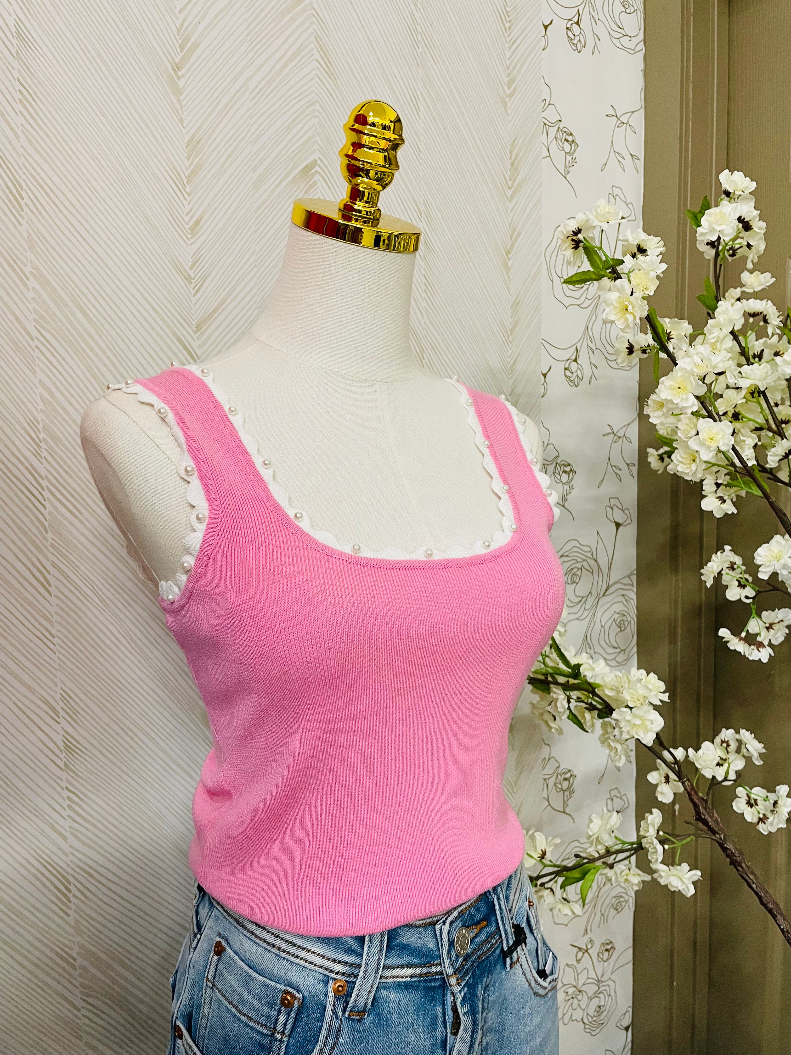 Square neck ribbed tank top