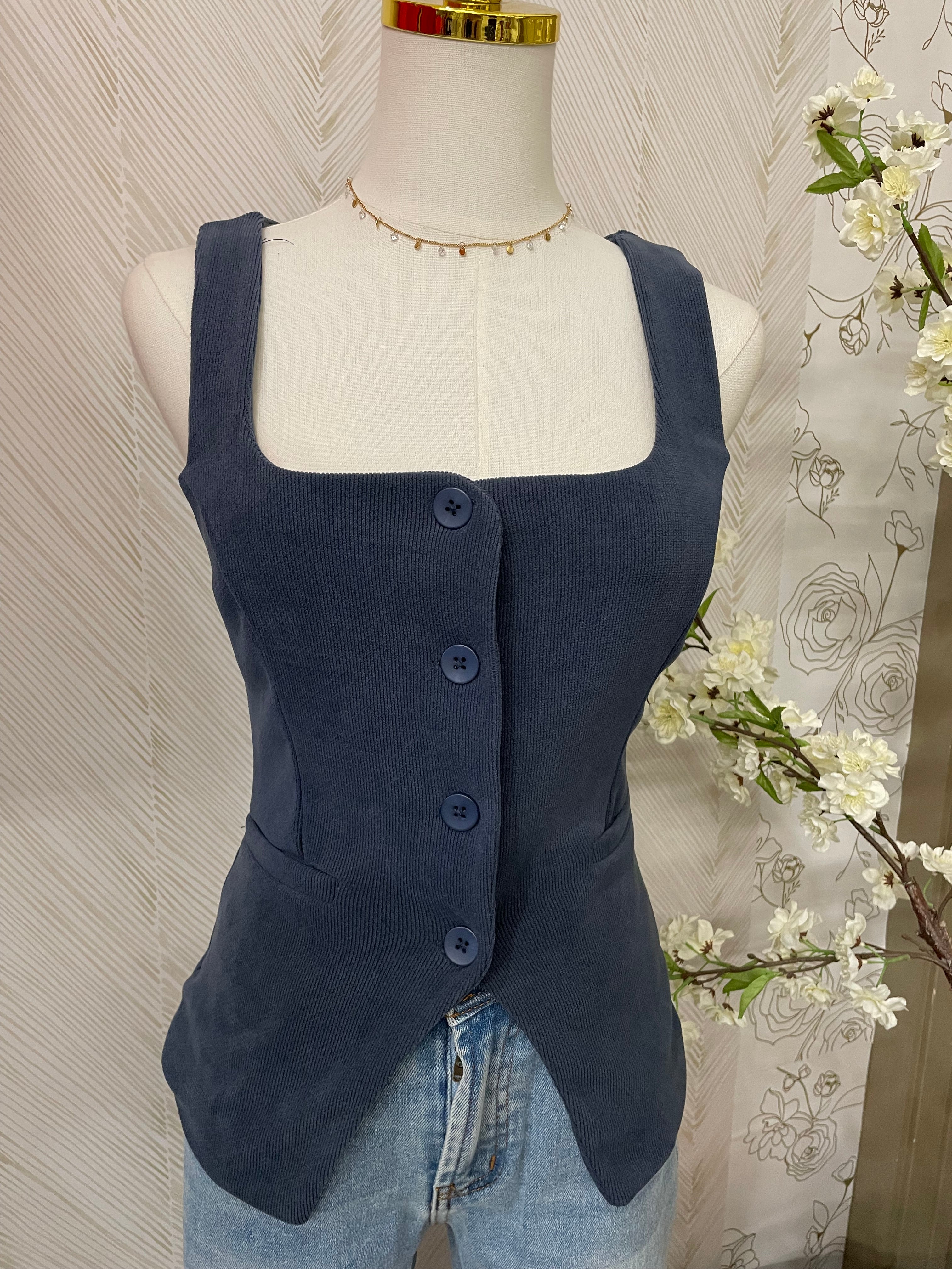 Button down vest top