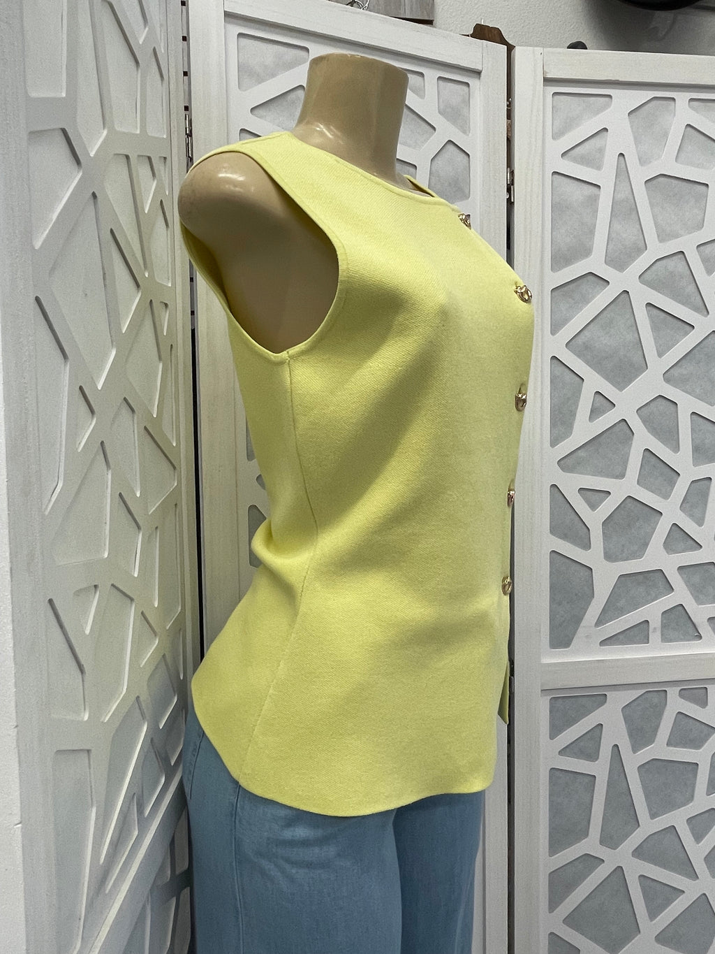 Yellow button detail sweater top