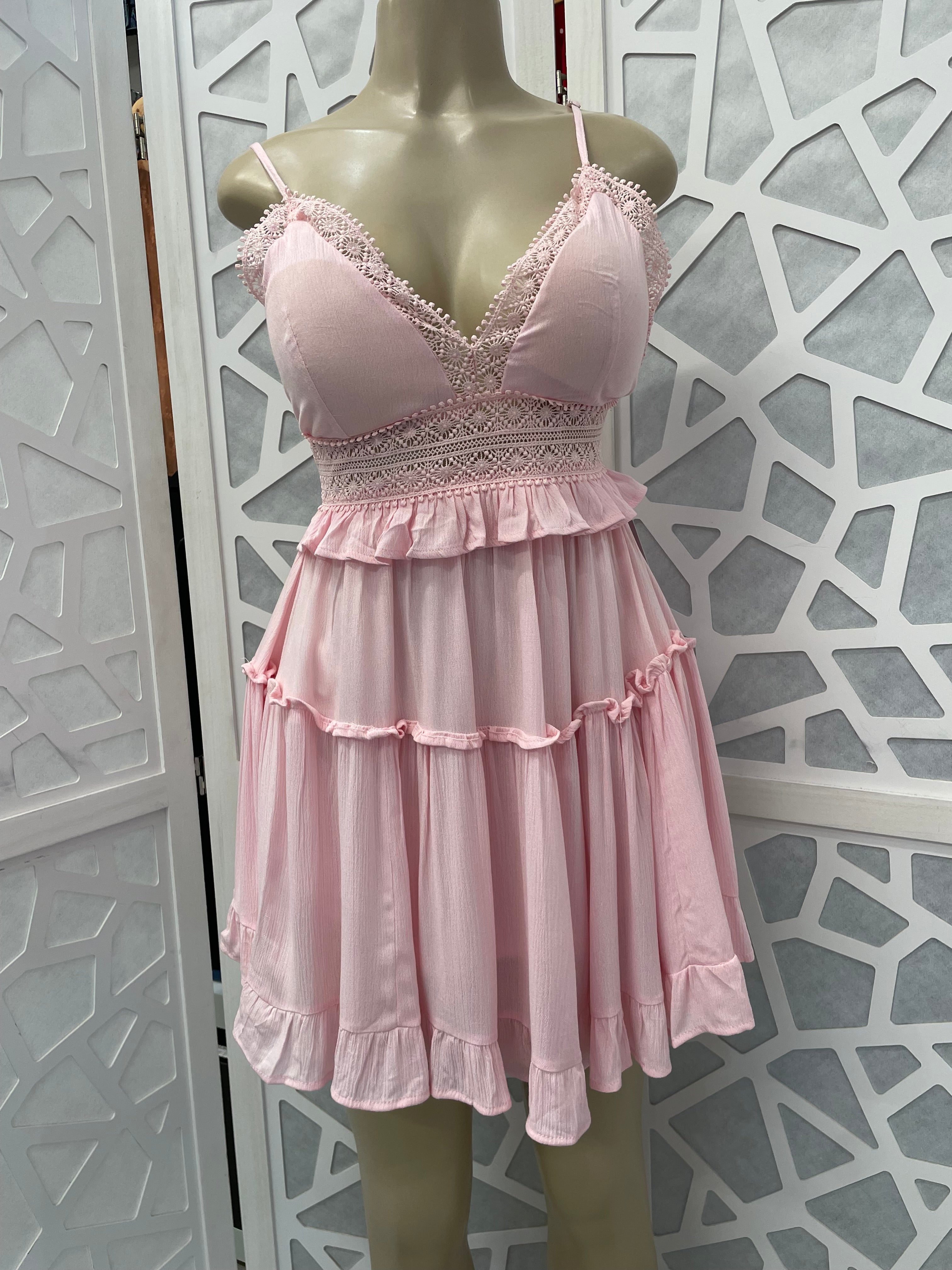 Spaghetti smock flare tiered dress