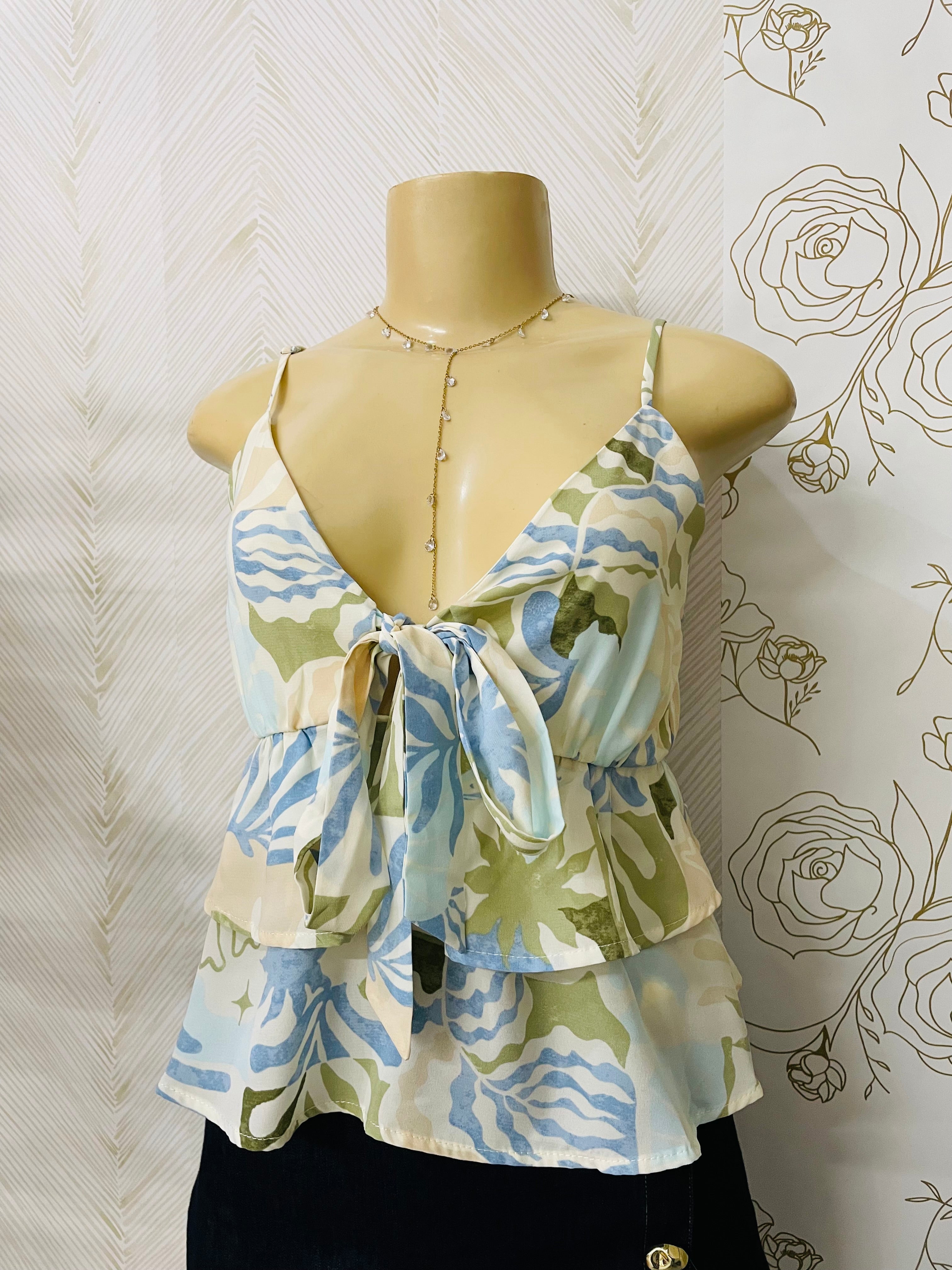 Flowery spaghetti strap blouse