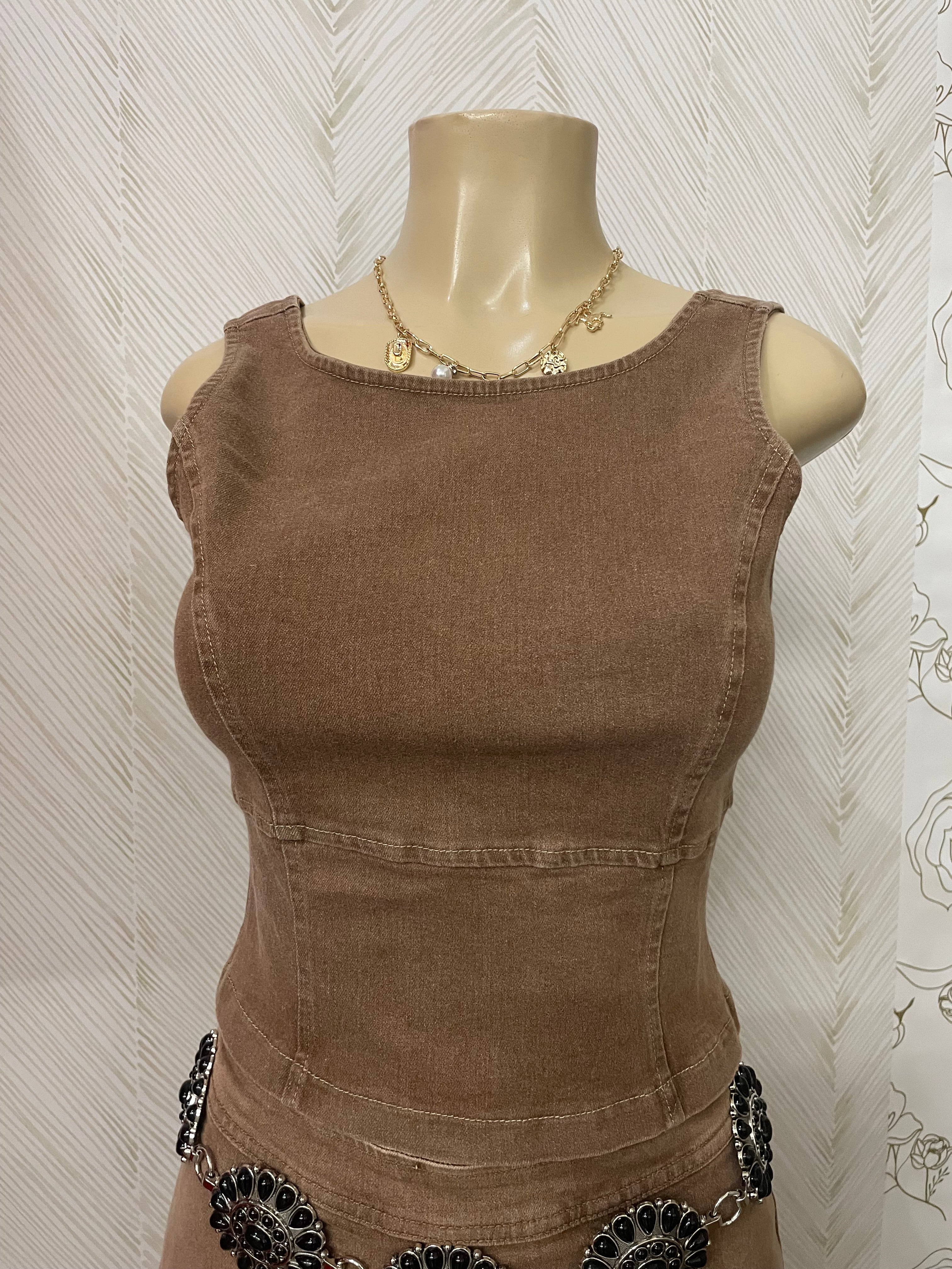 Denim tank corset