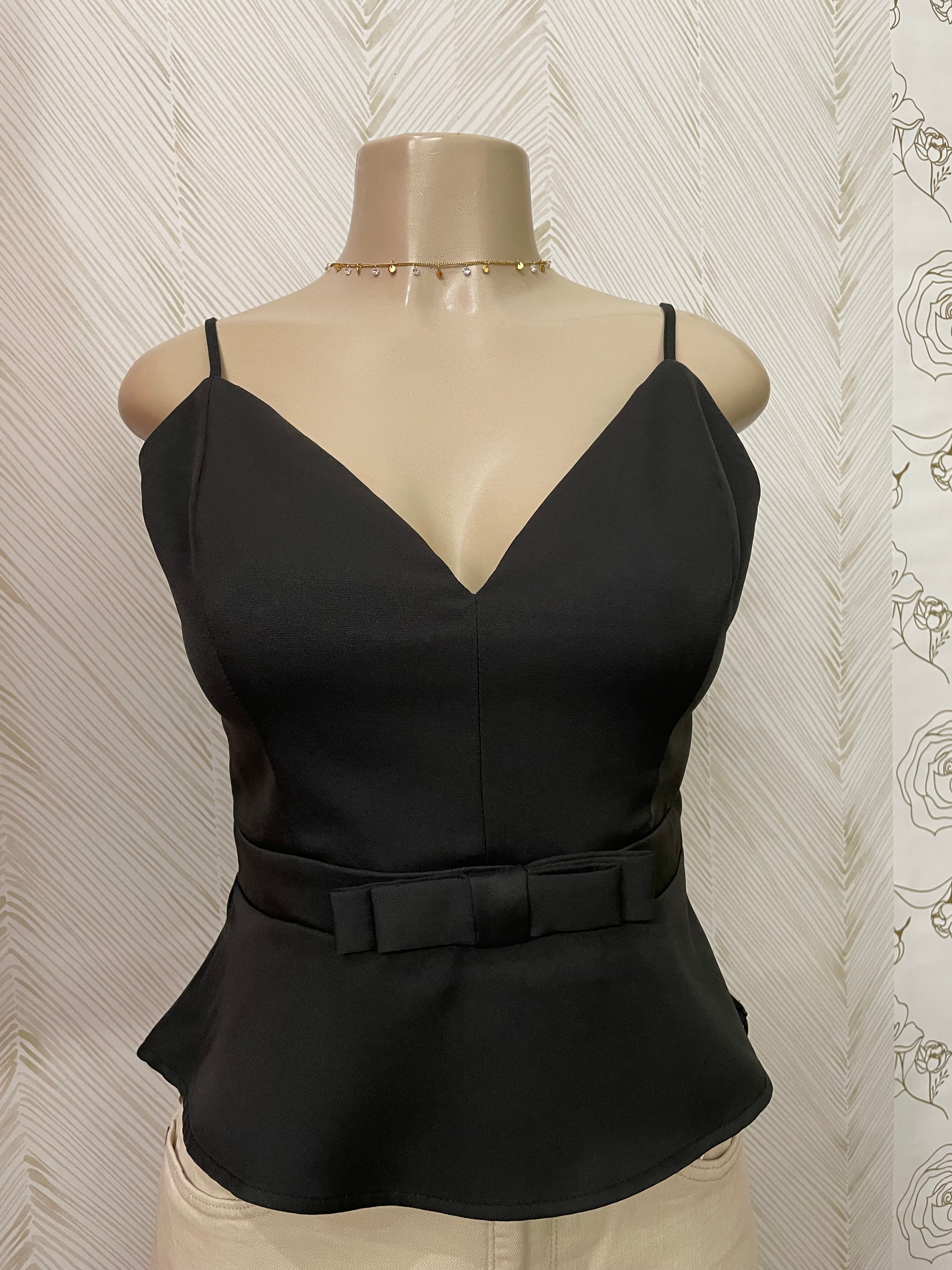 Bow belted v-neck top