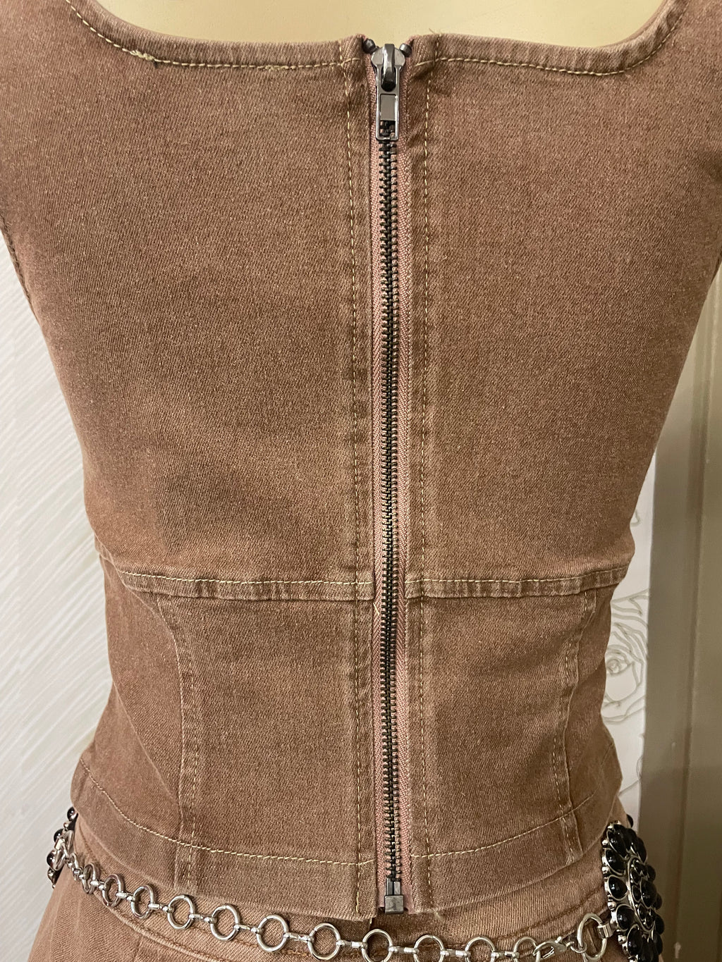 Denim tank corset