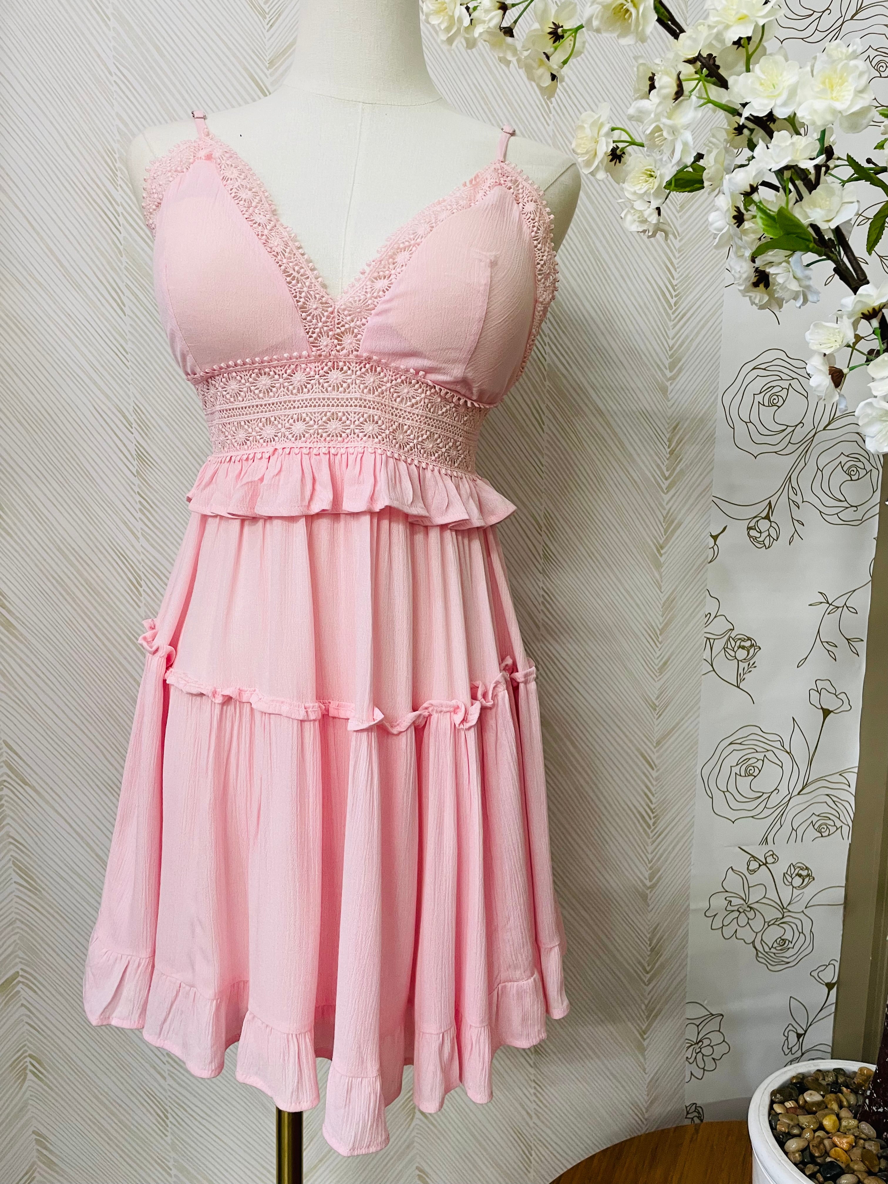 Spaghetti smock flare tiered dress