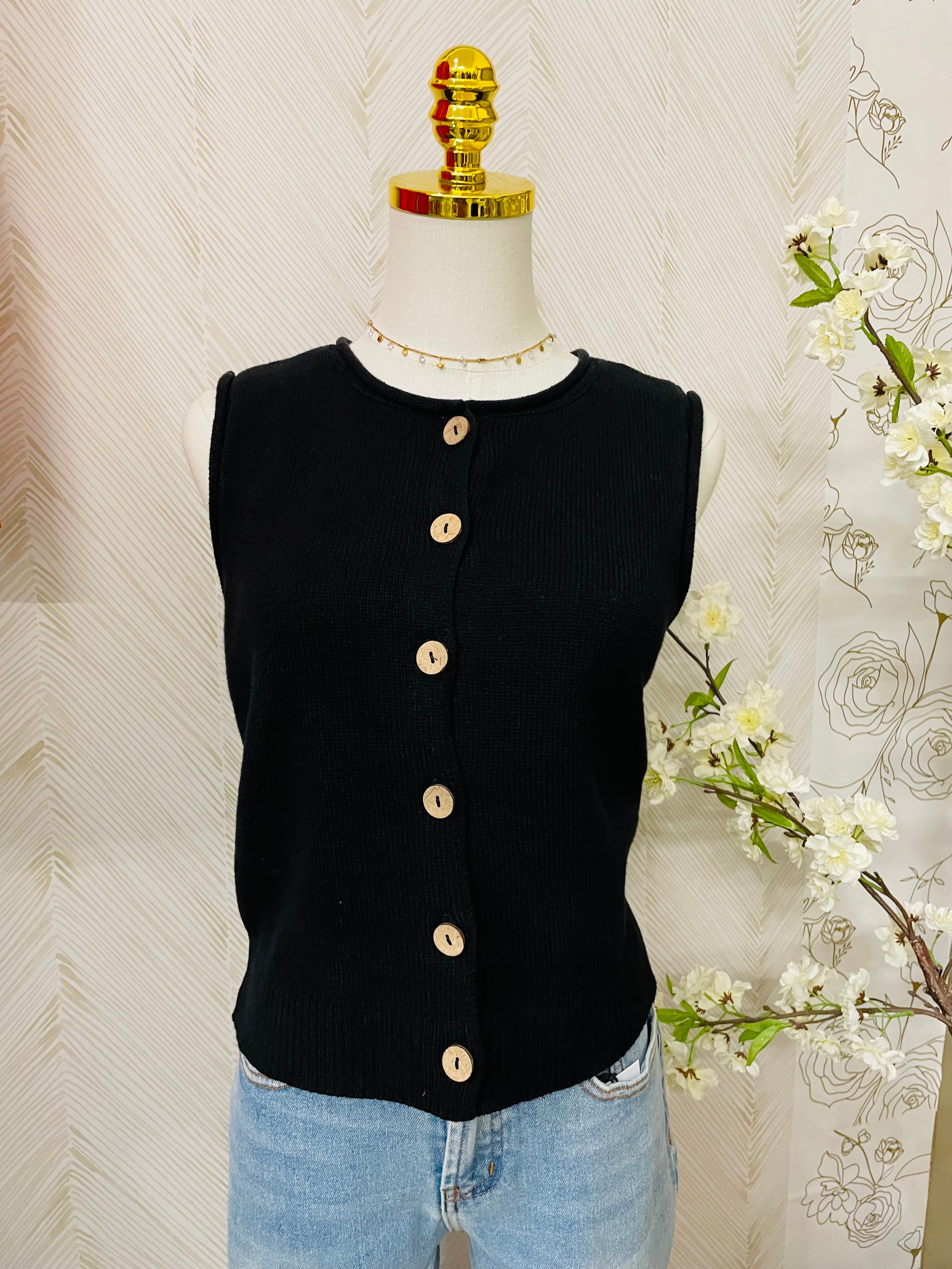 Button down knit vest