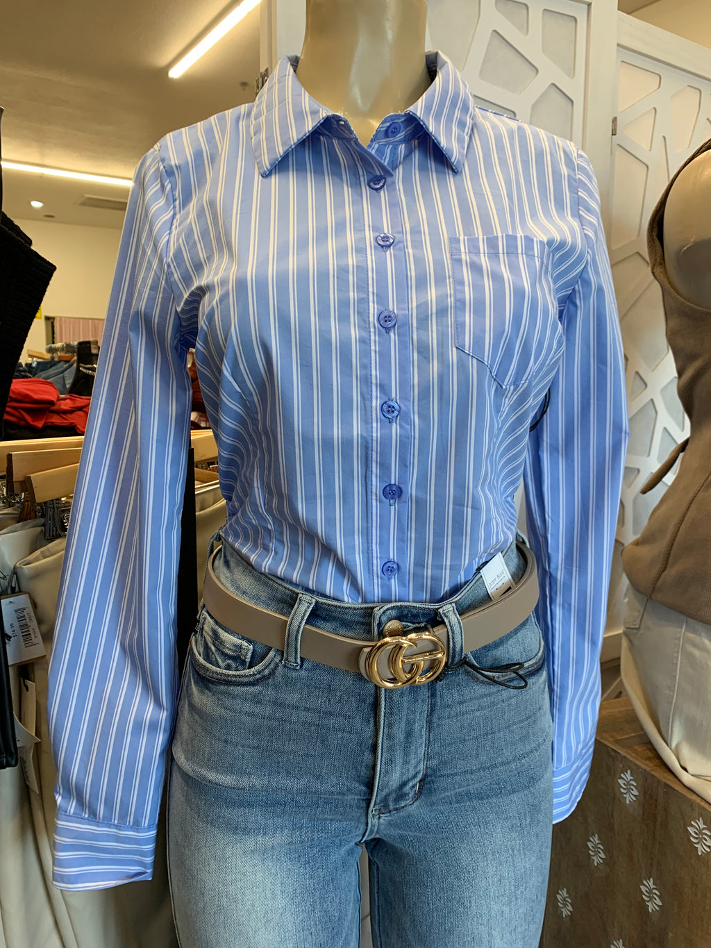 Striped collard shirt