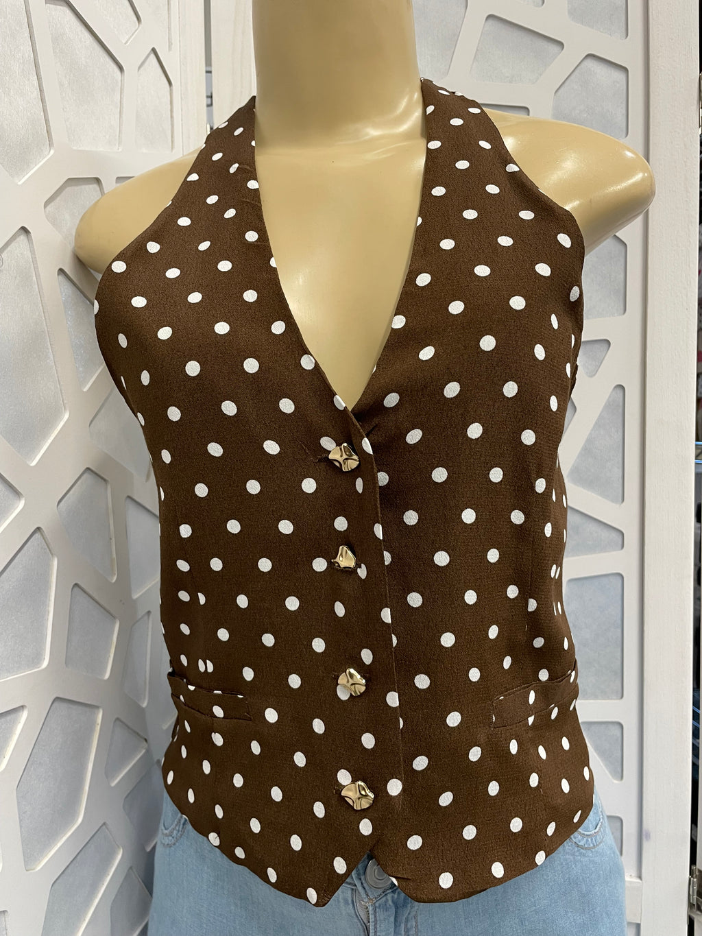 Polka dot halter top