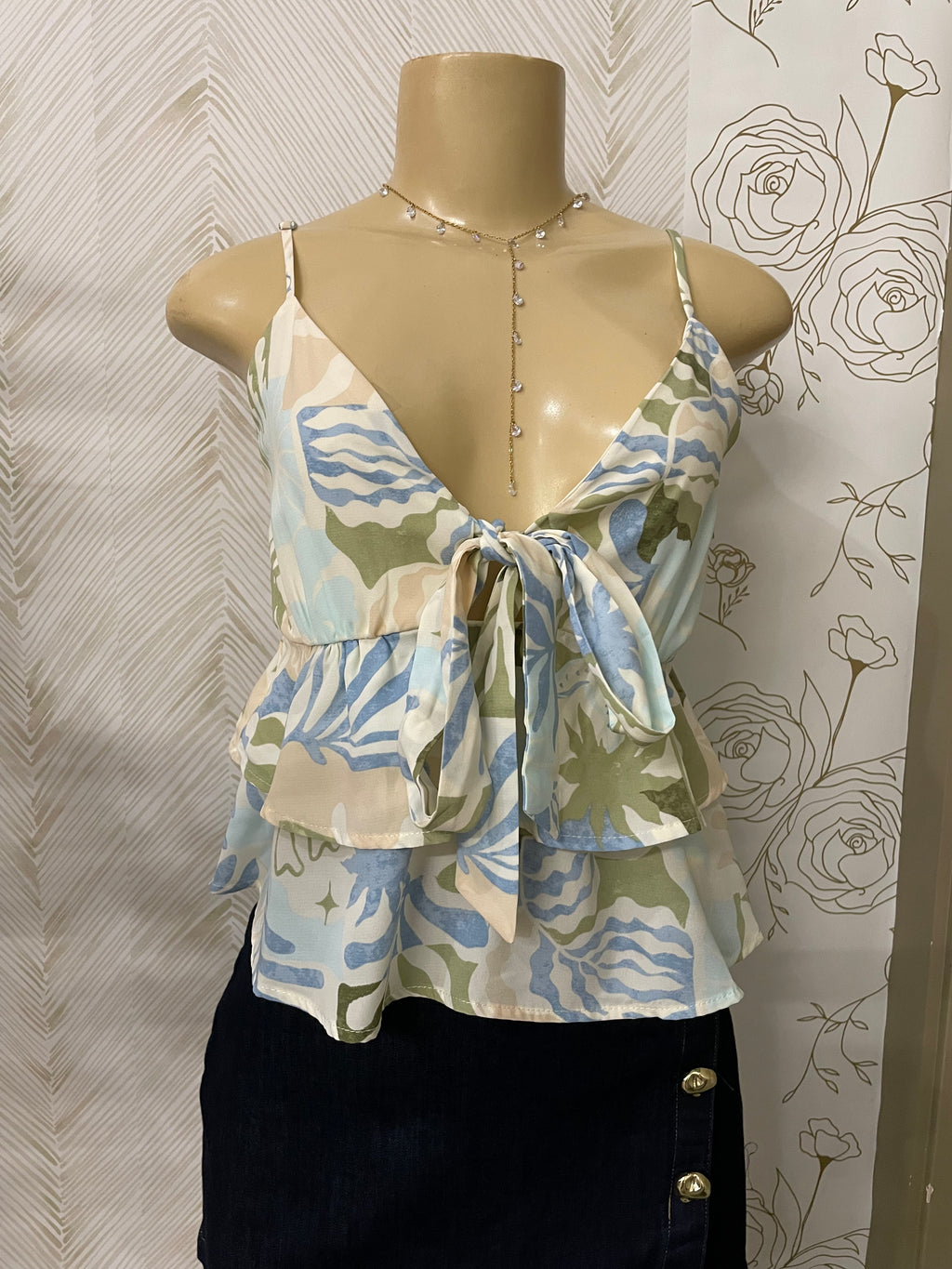 Flowery spaghetti strap blouse