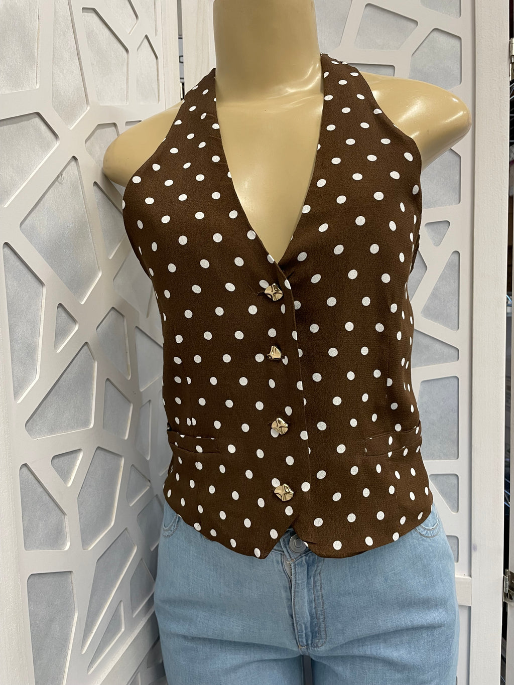 Polka dot halter top