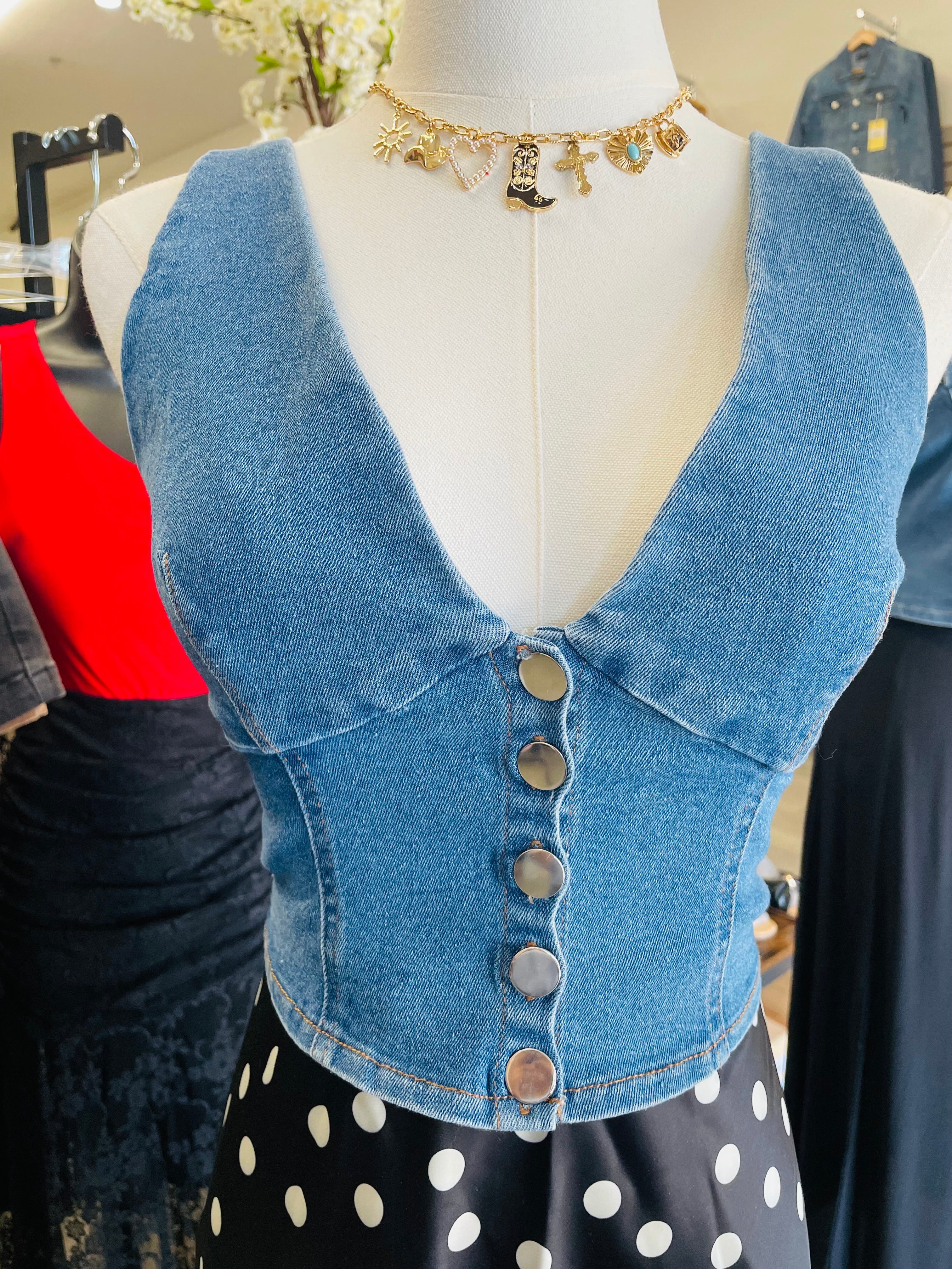 Rodeo romance denim corset vest