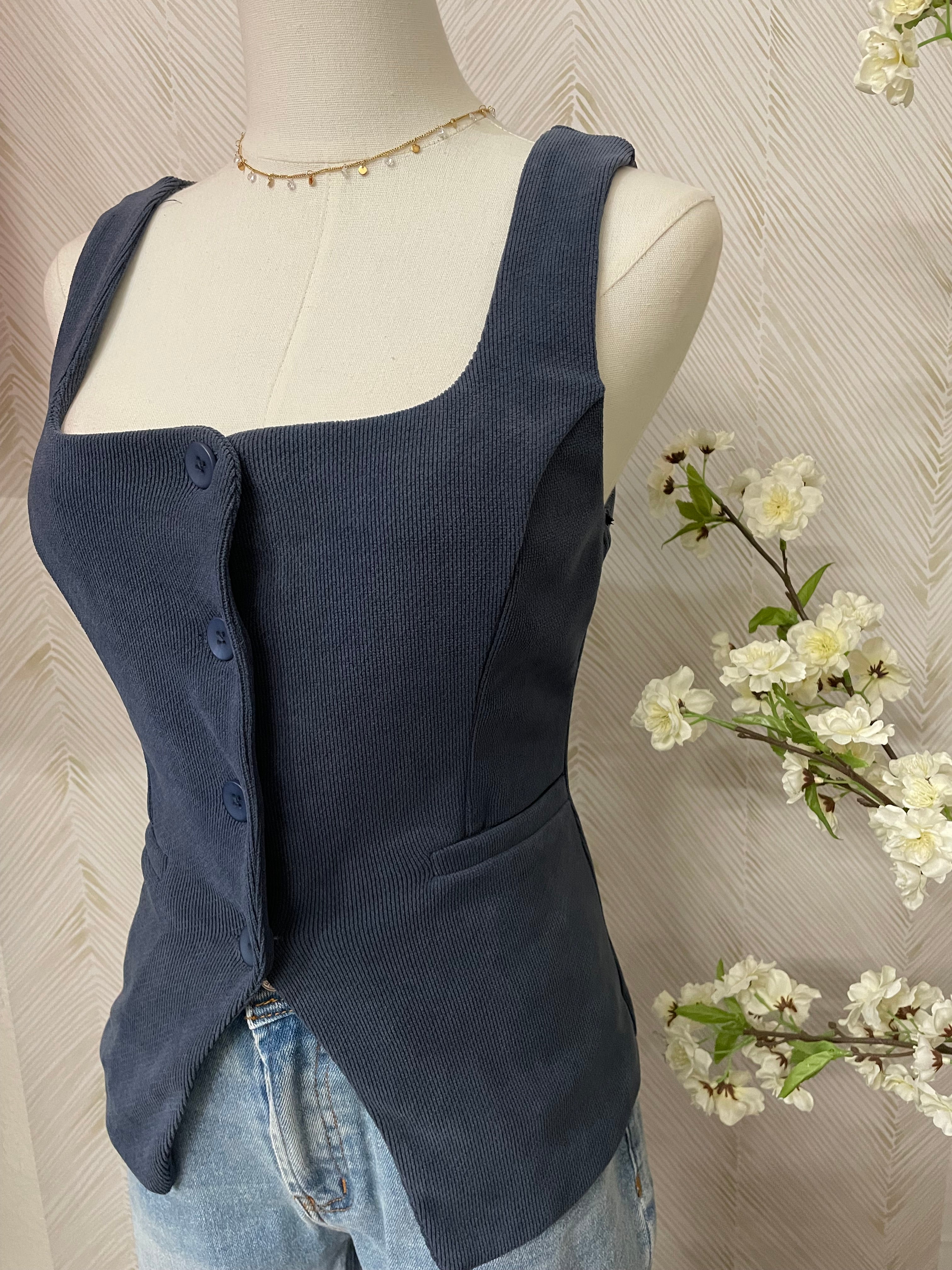Button down vest top