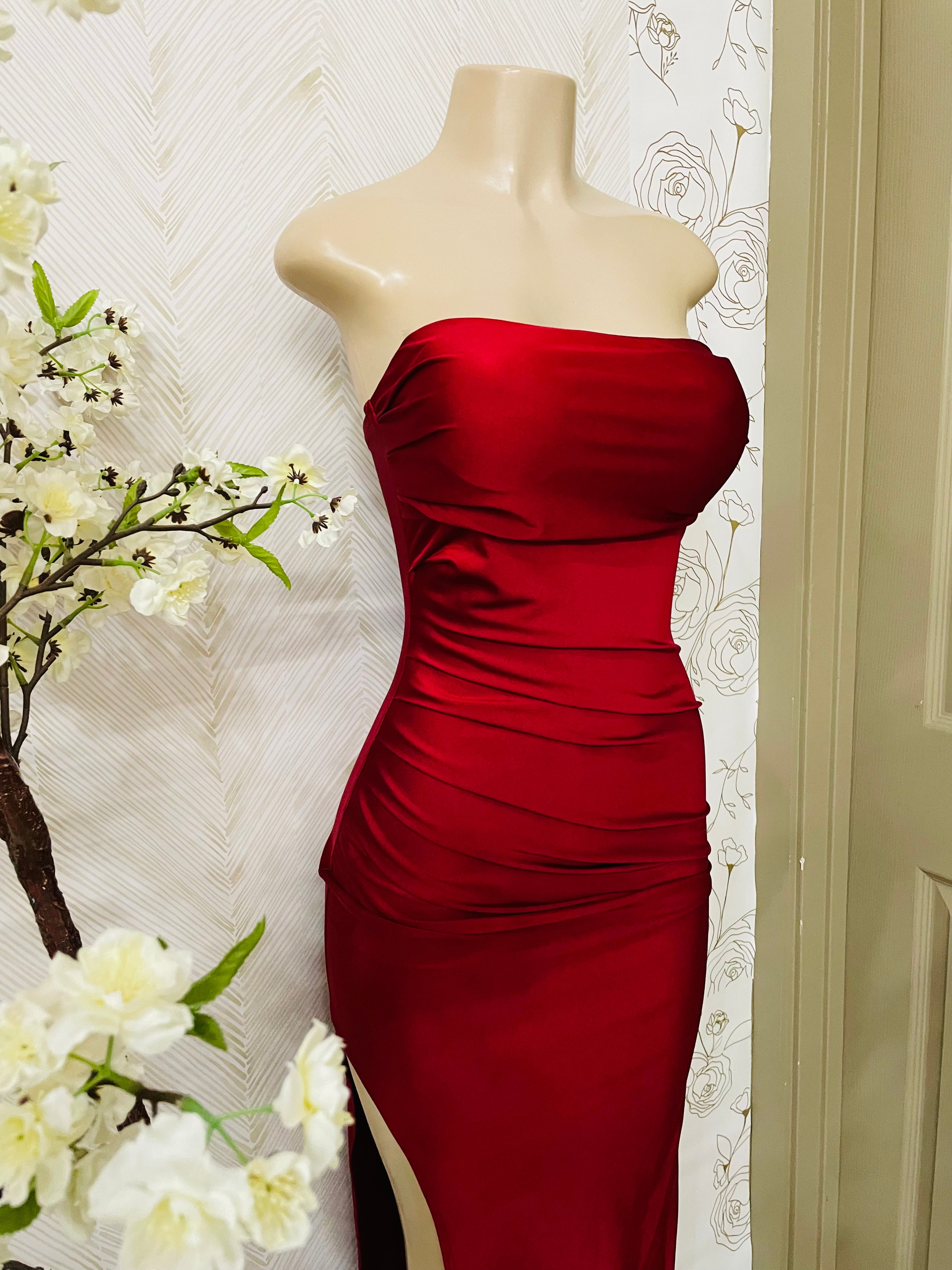 Burgundy tube dress