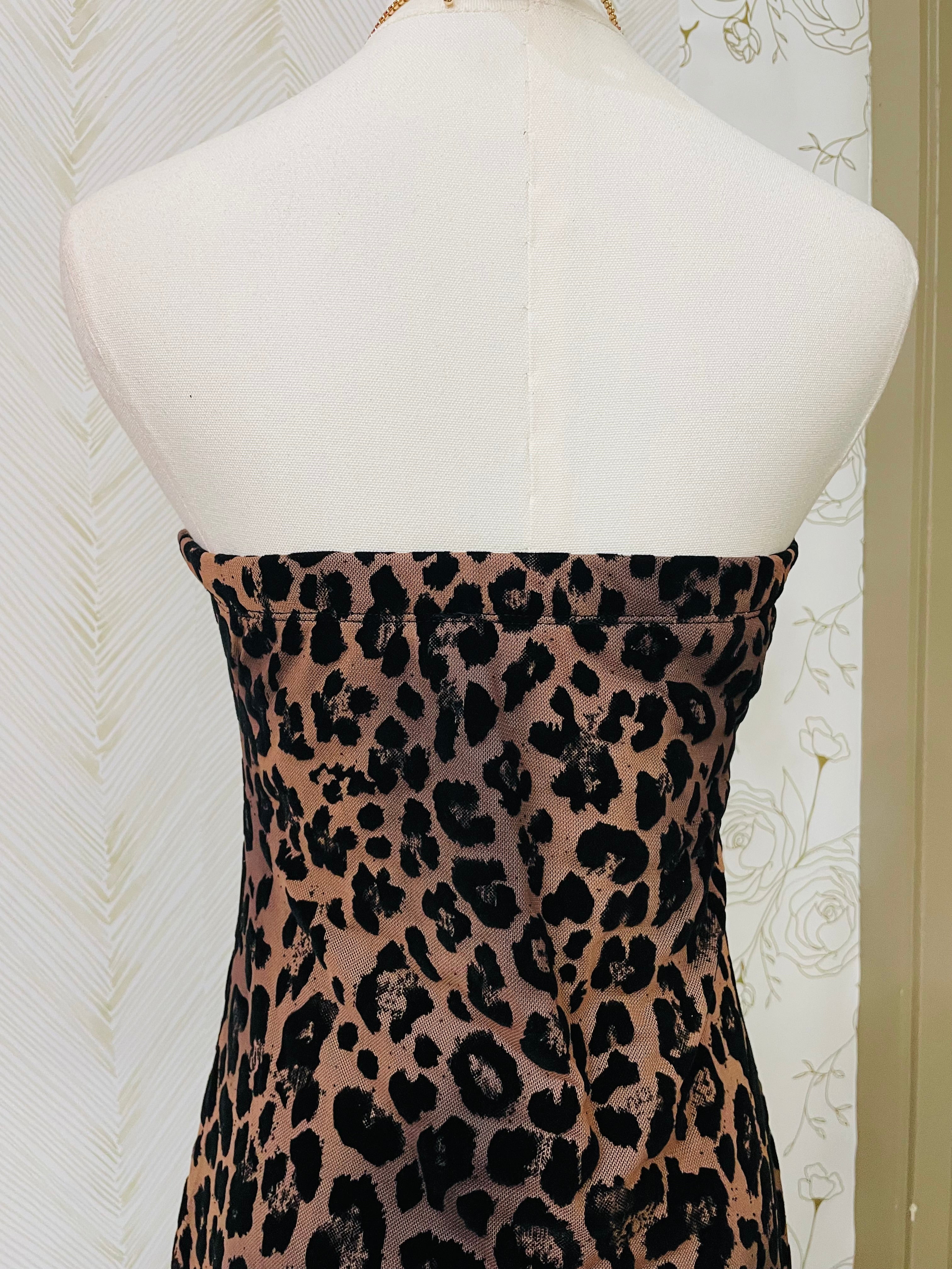 Mesh animal printed bow tube dress