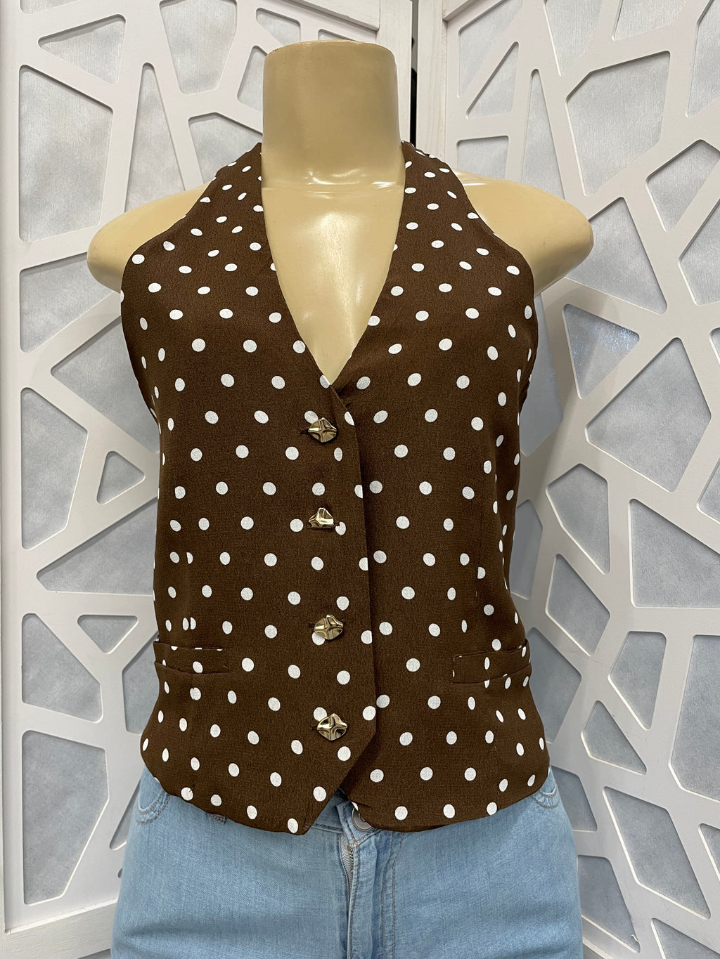 Polka dot halter top
