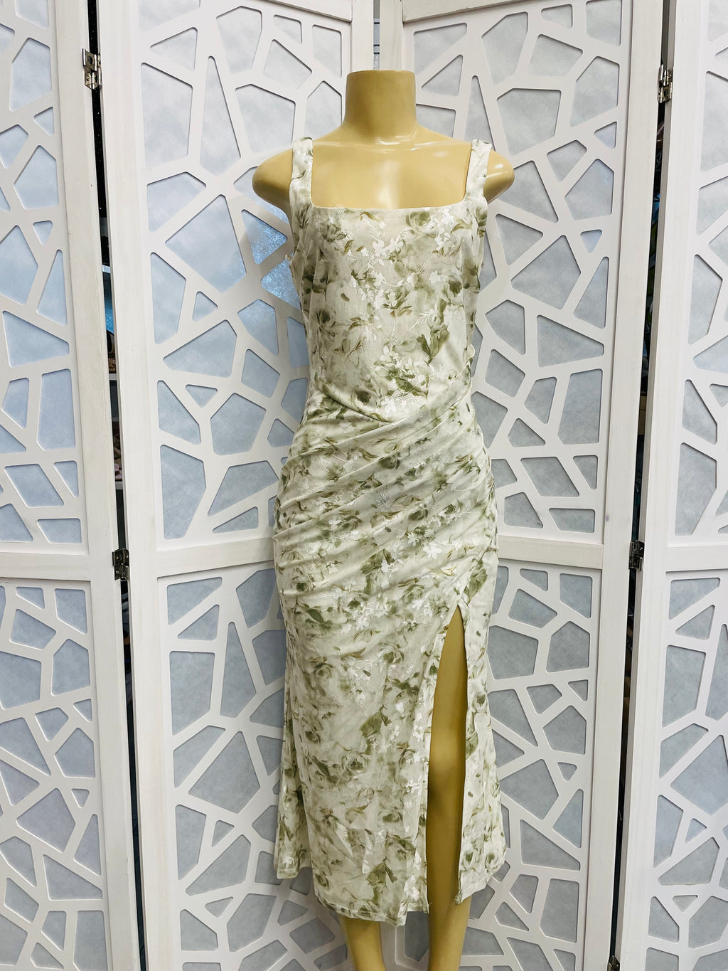 Light sage lace midi dress