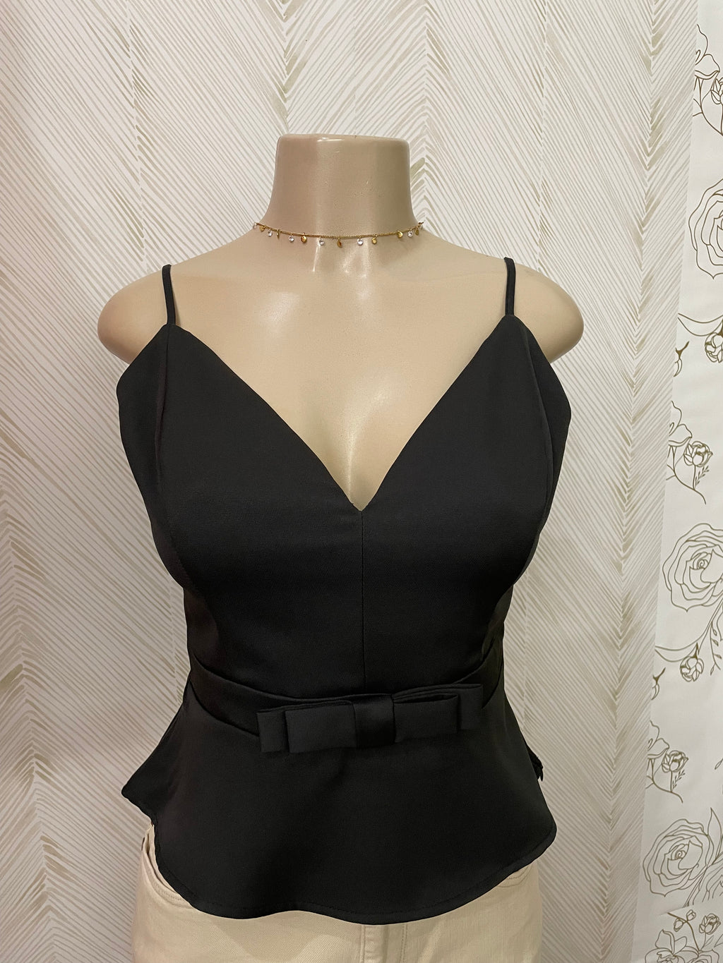 Bow belted v-neck top