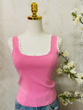 Square neck ribbed tank top