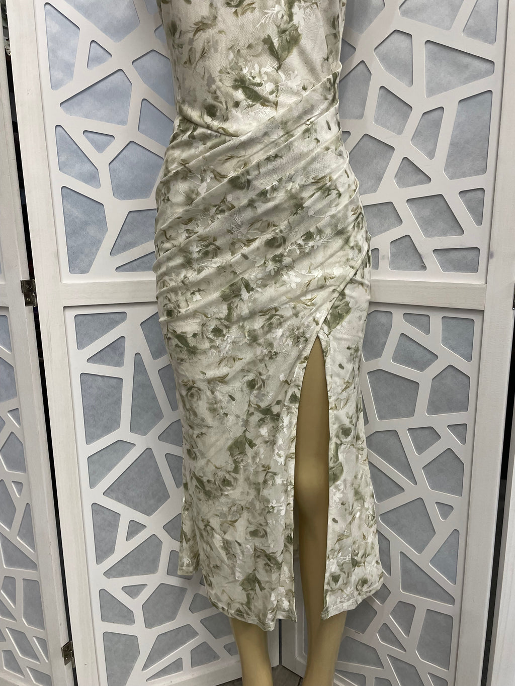 Light sage lace midi dress
