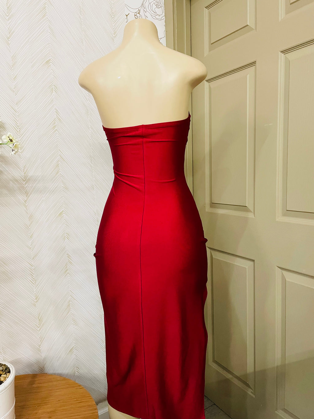 Burgundy tube dress