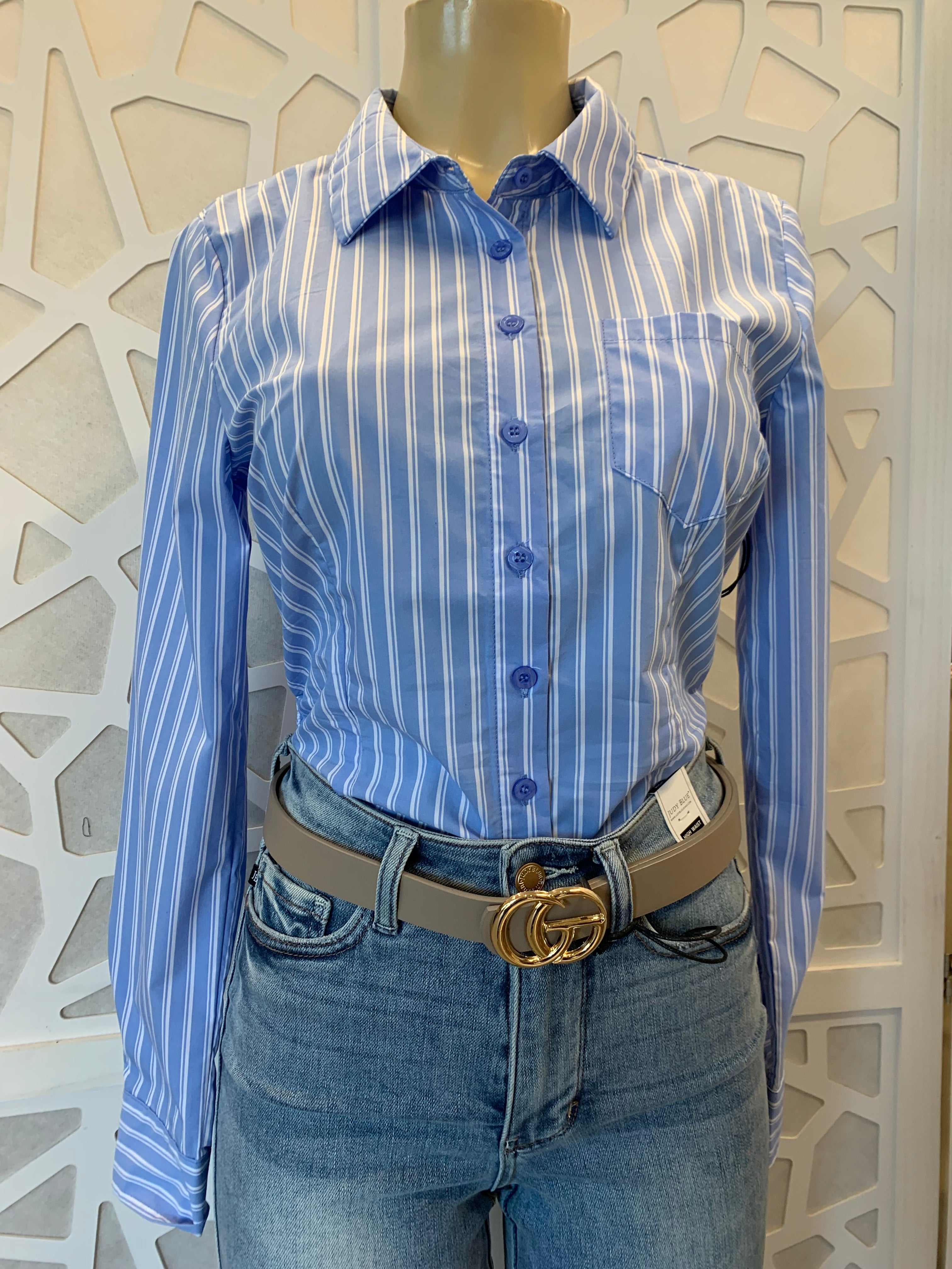 Striped collard shirt