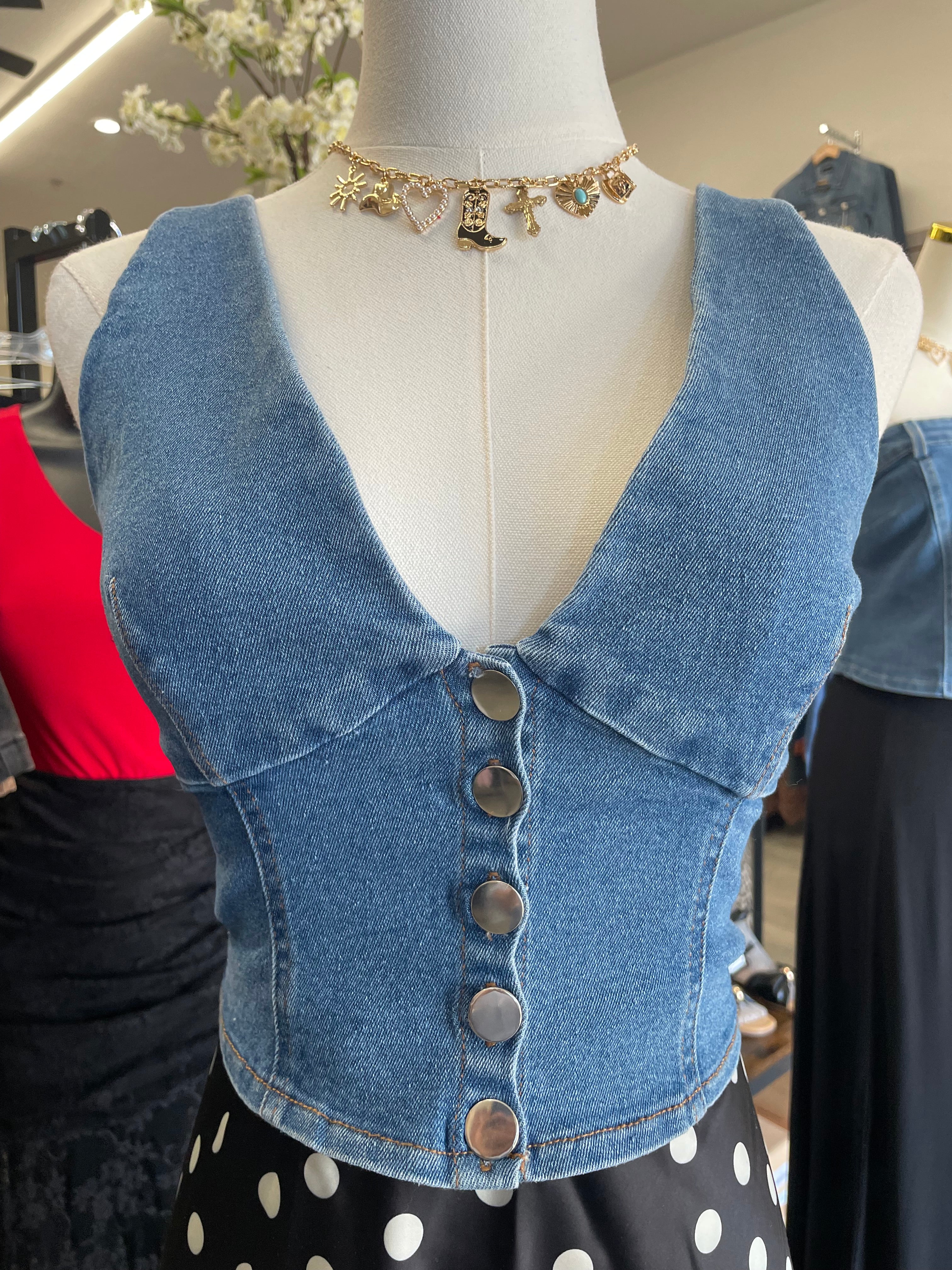 Rodeo romance denim corset vest