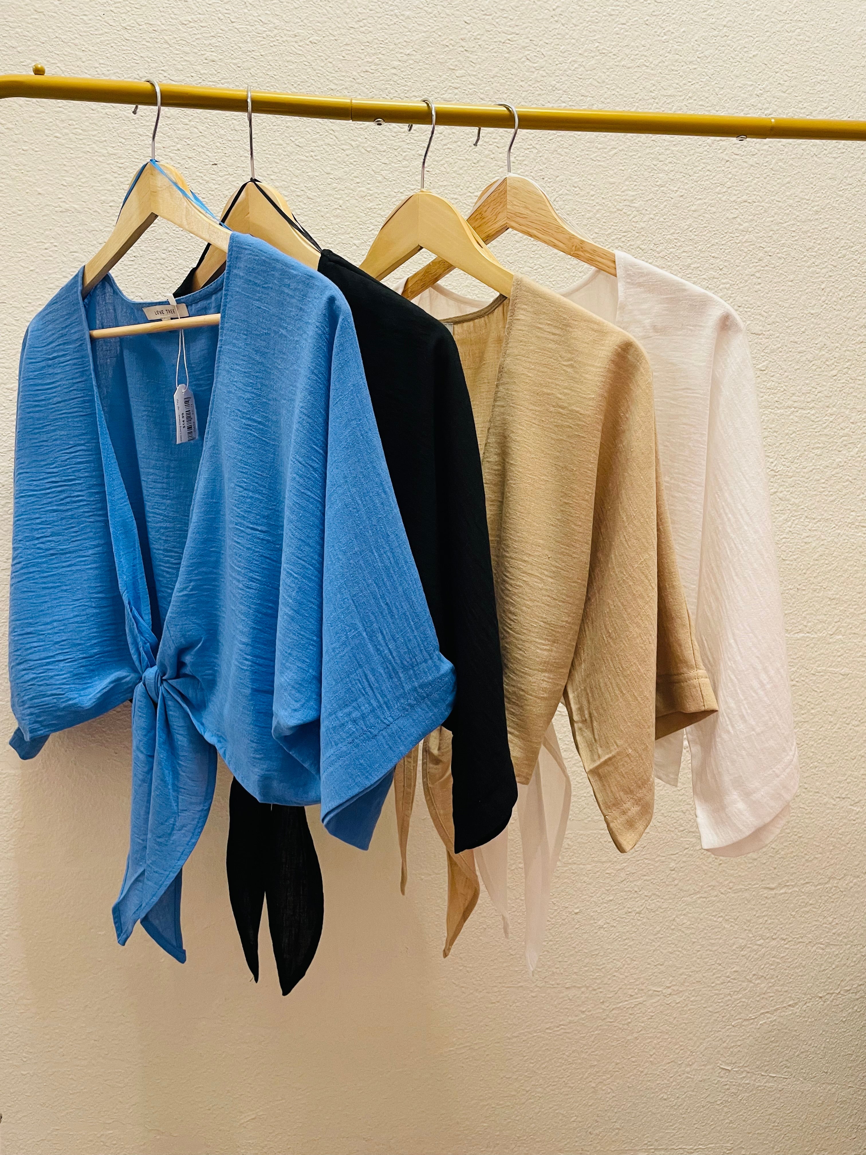 Linen long sleeve crop top