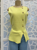 Yellow button detail sweater top