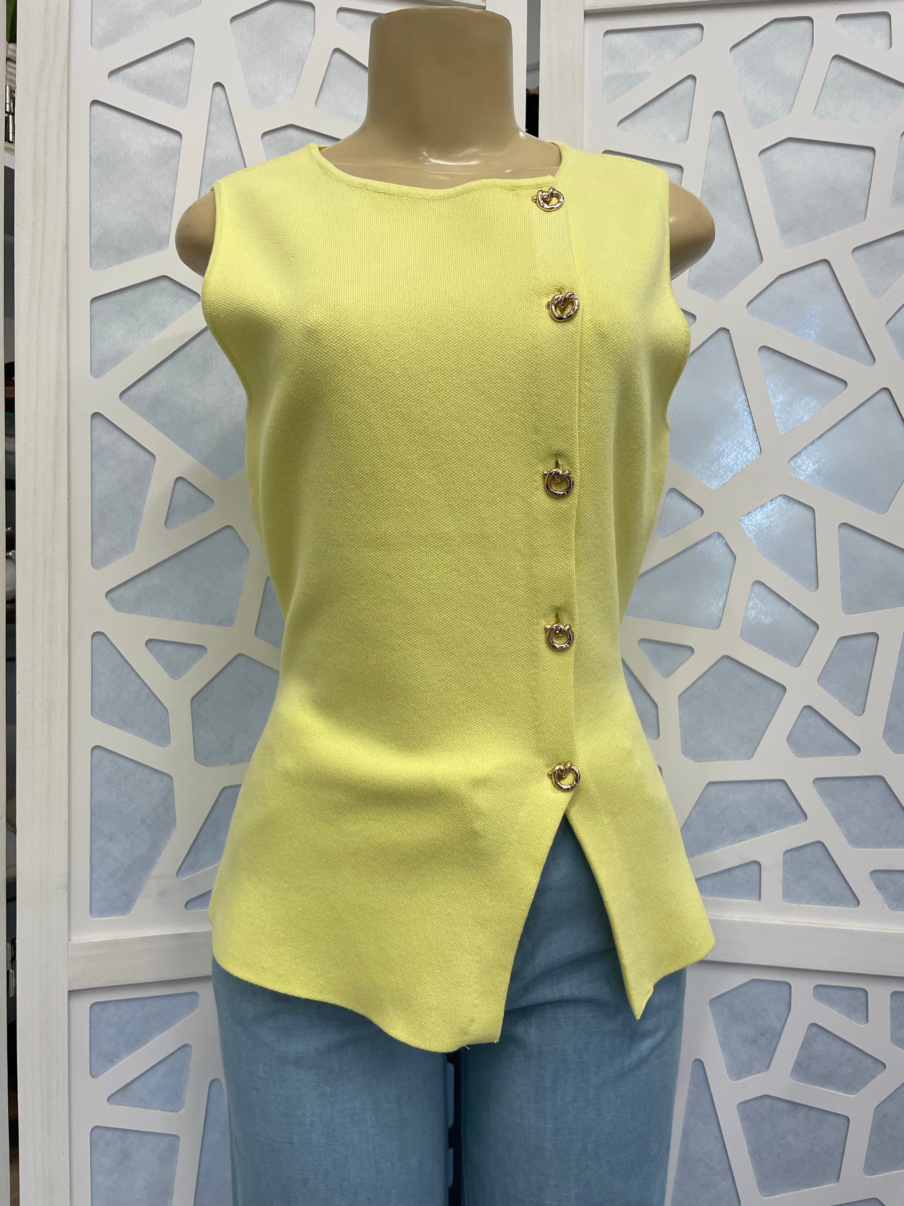 Yellow button detail sweater top