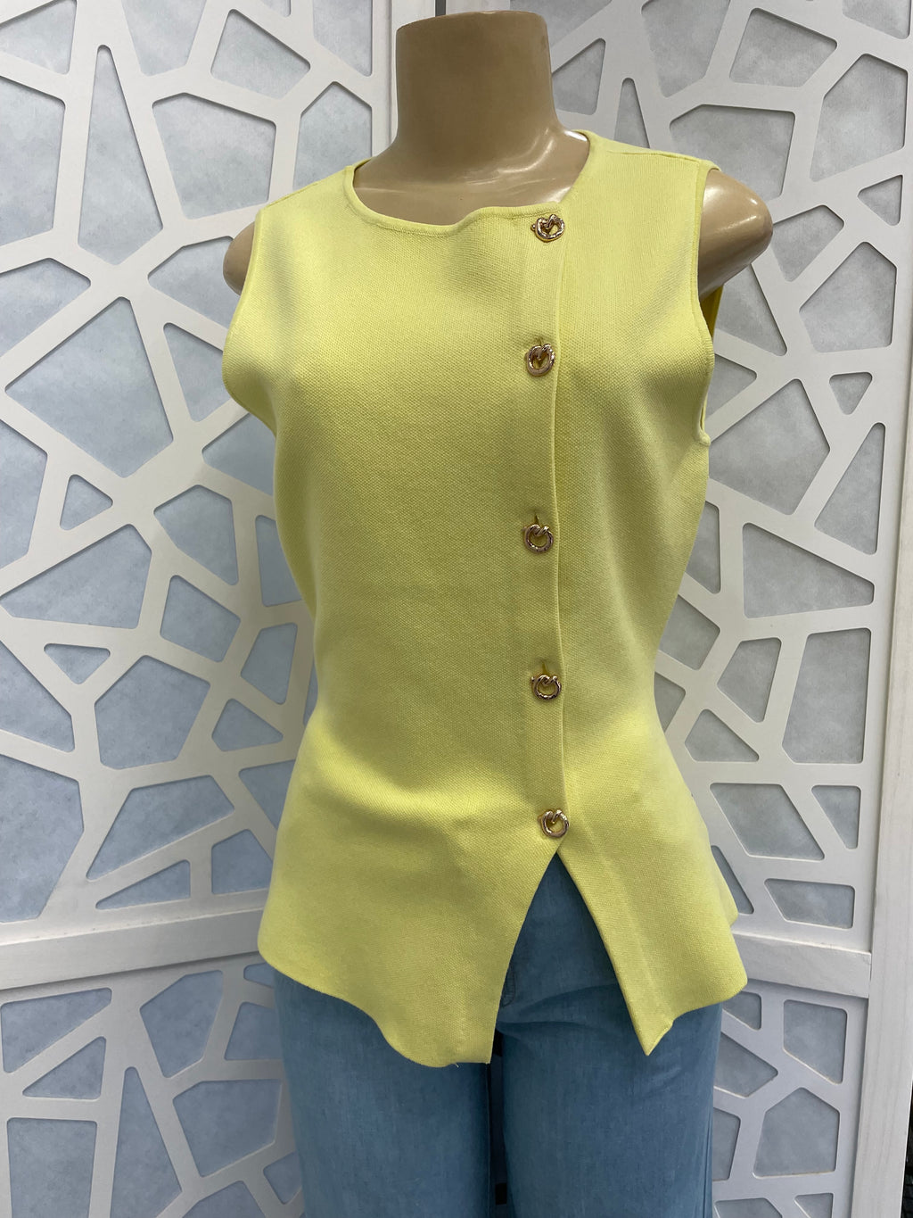 Yellow button detail sweater top