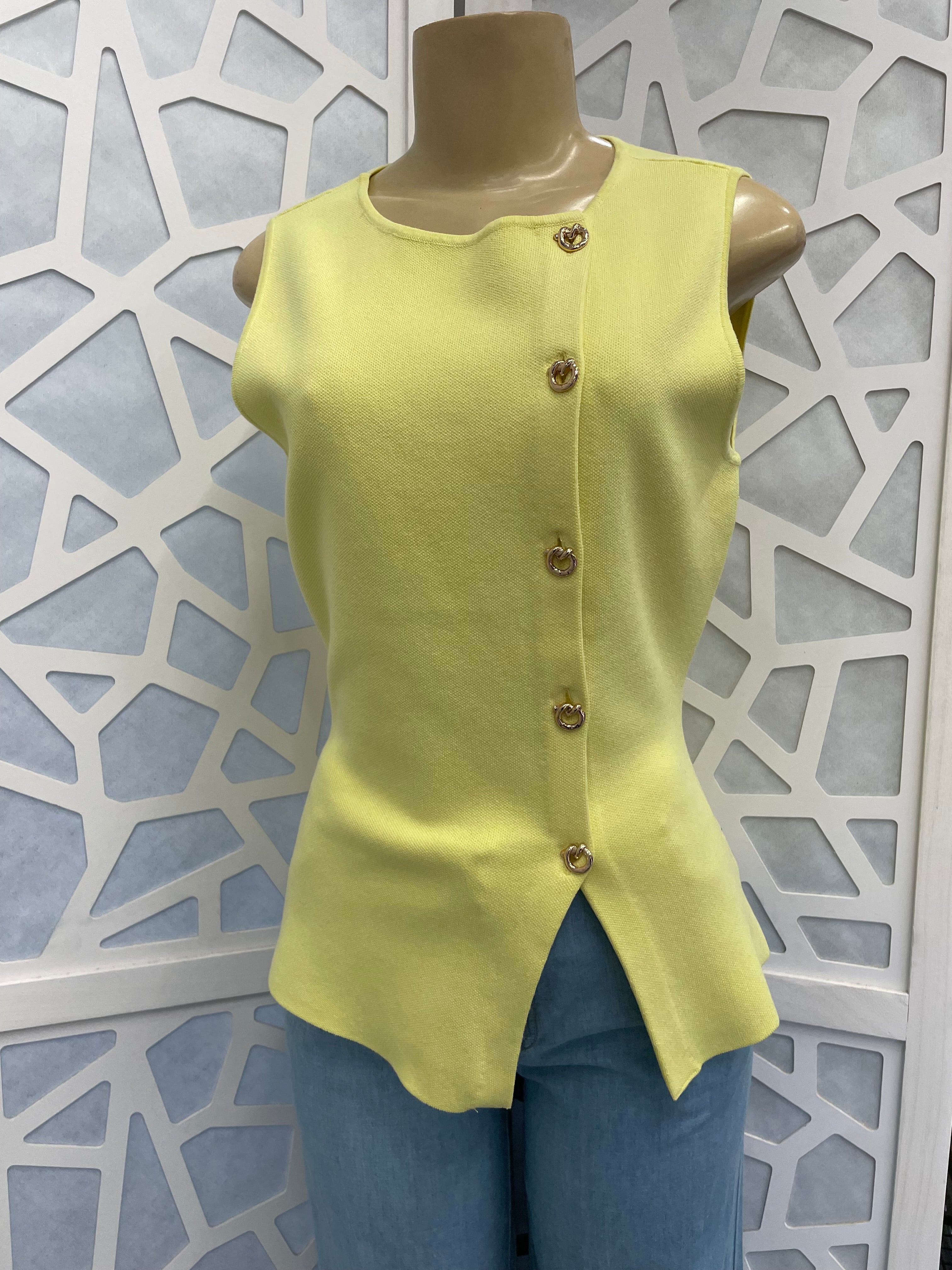 Yellow button detail sweater top