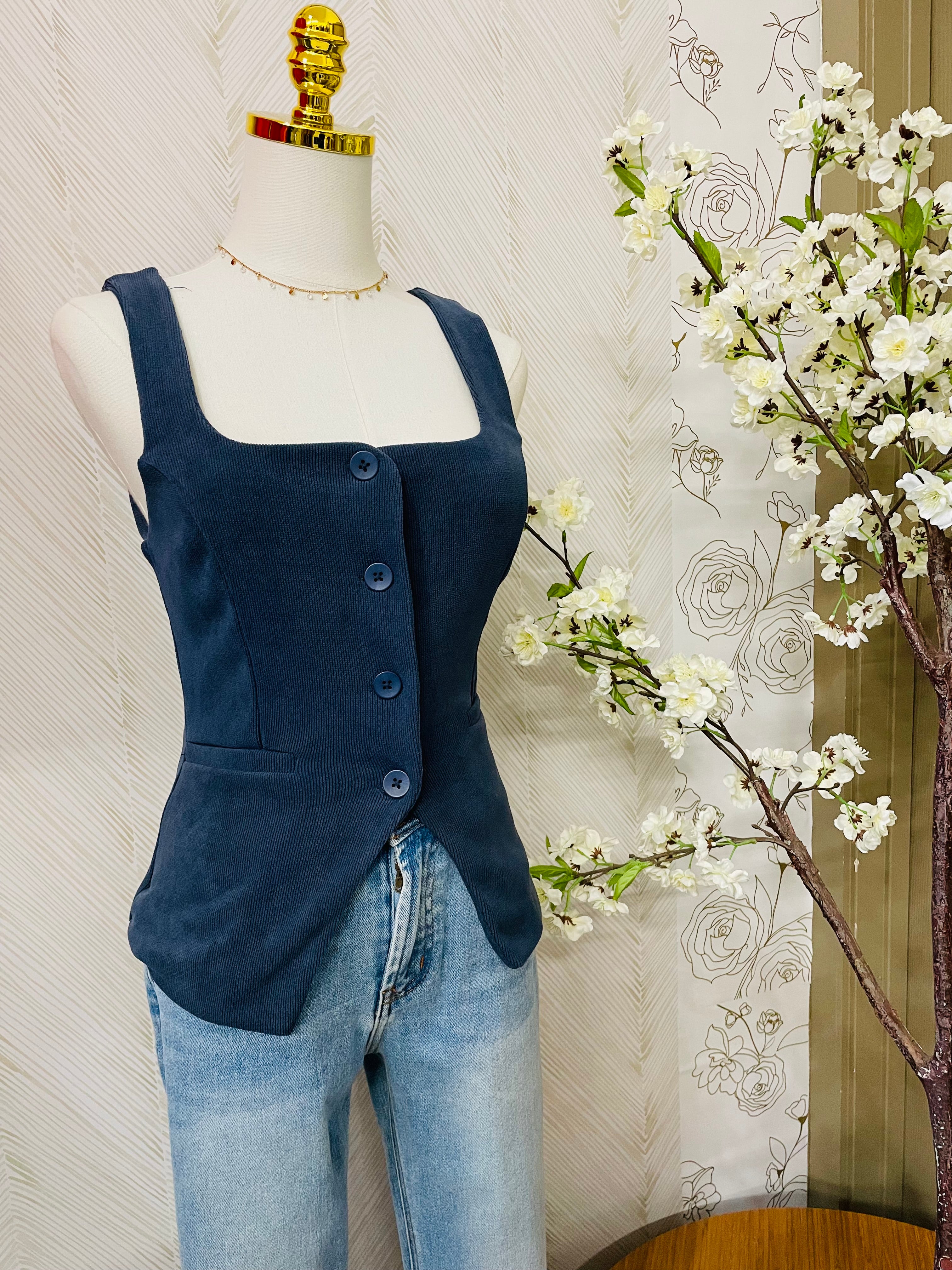 Button down vest top