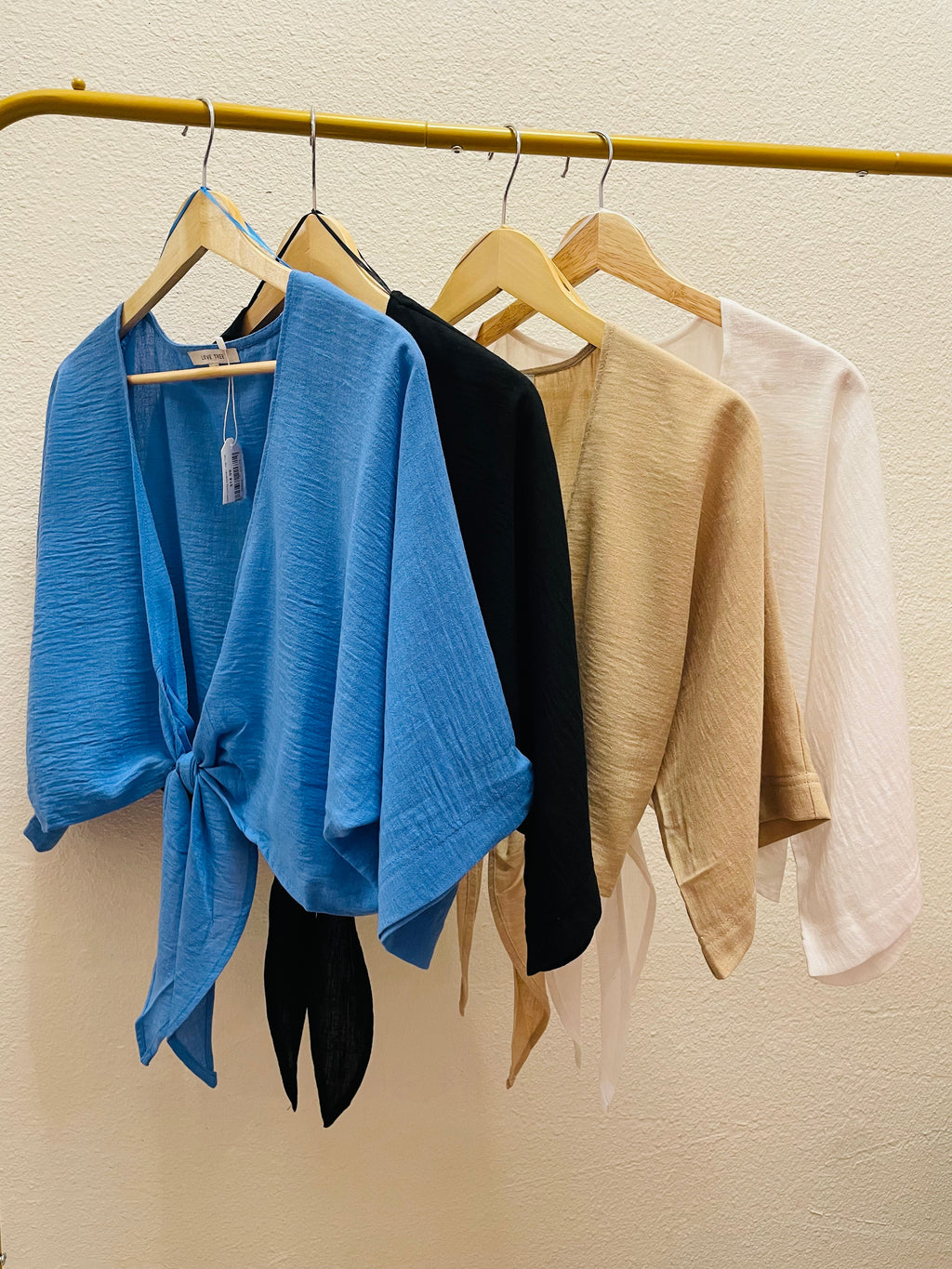 Linen long sleeve crop top