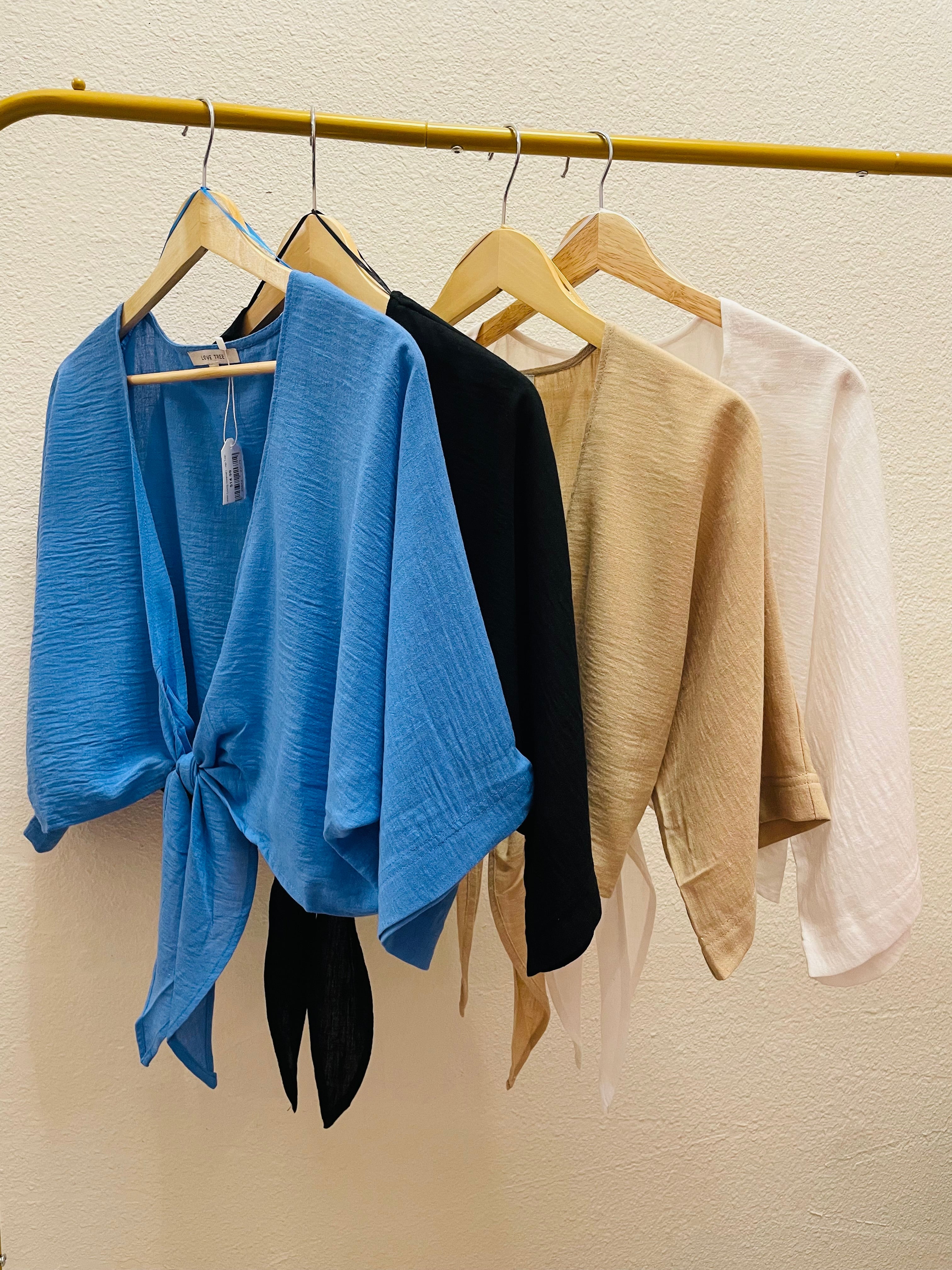 Linen long sleeve crop top