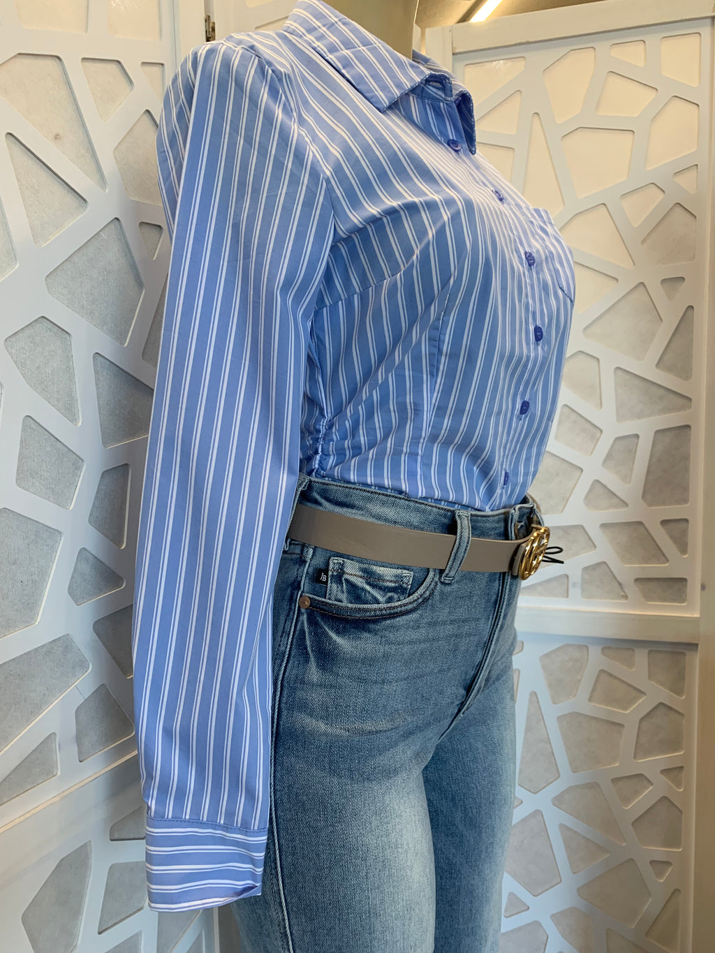 Striped collard shirt