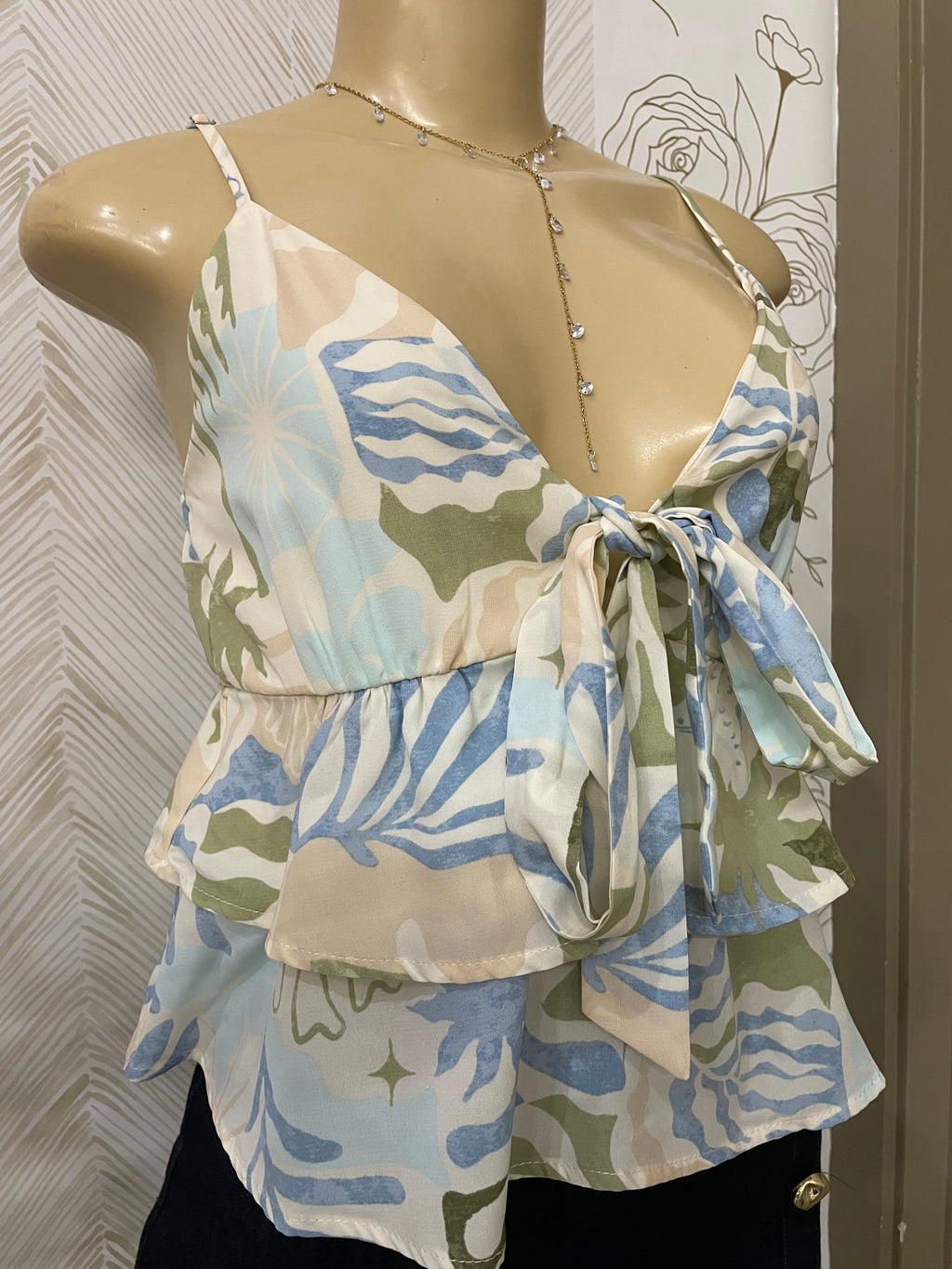 Flowery spaghetti strap blouse