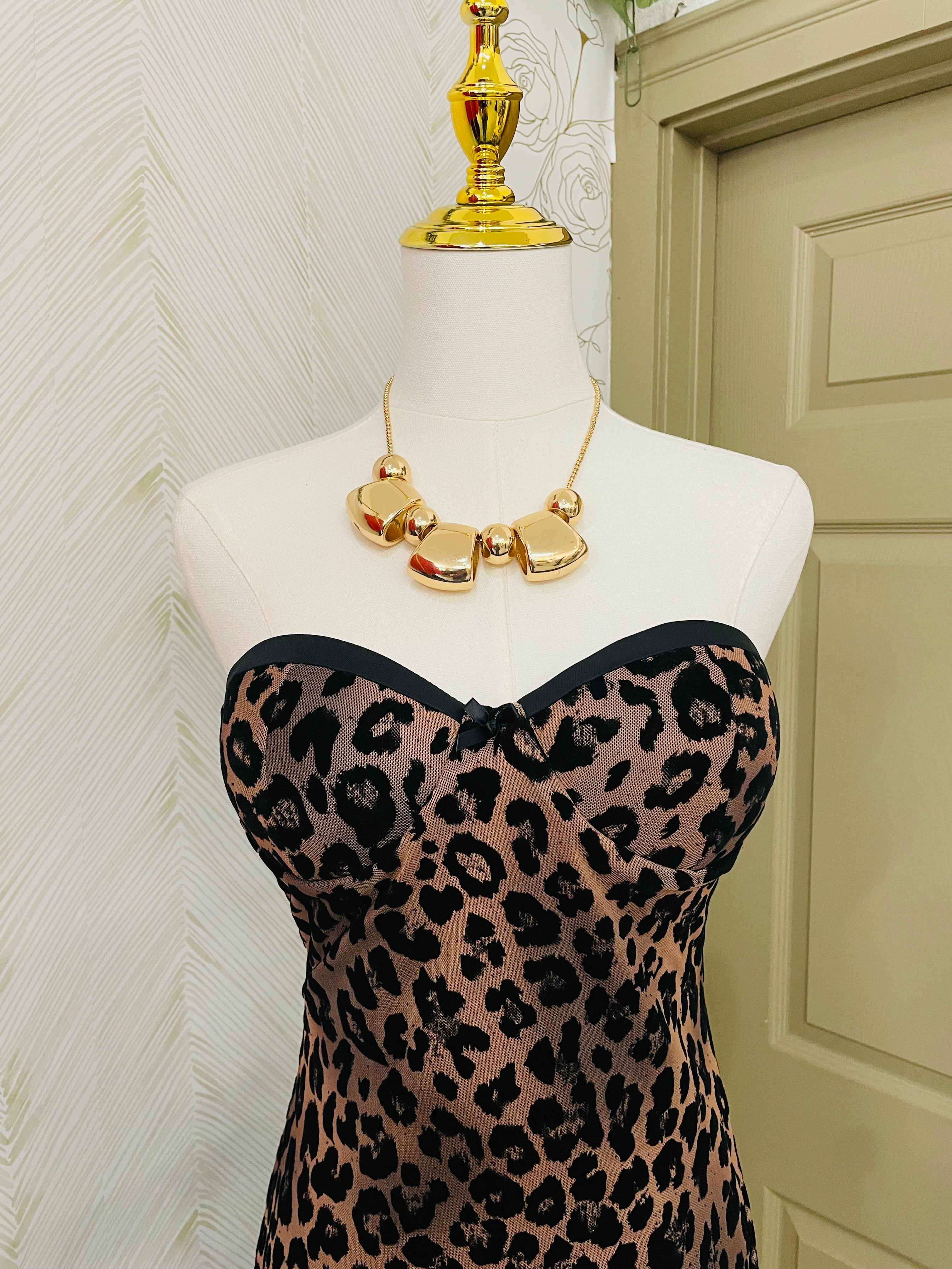 Mesh animal printed bow tube dress